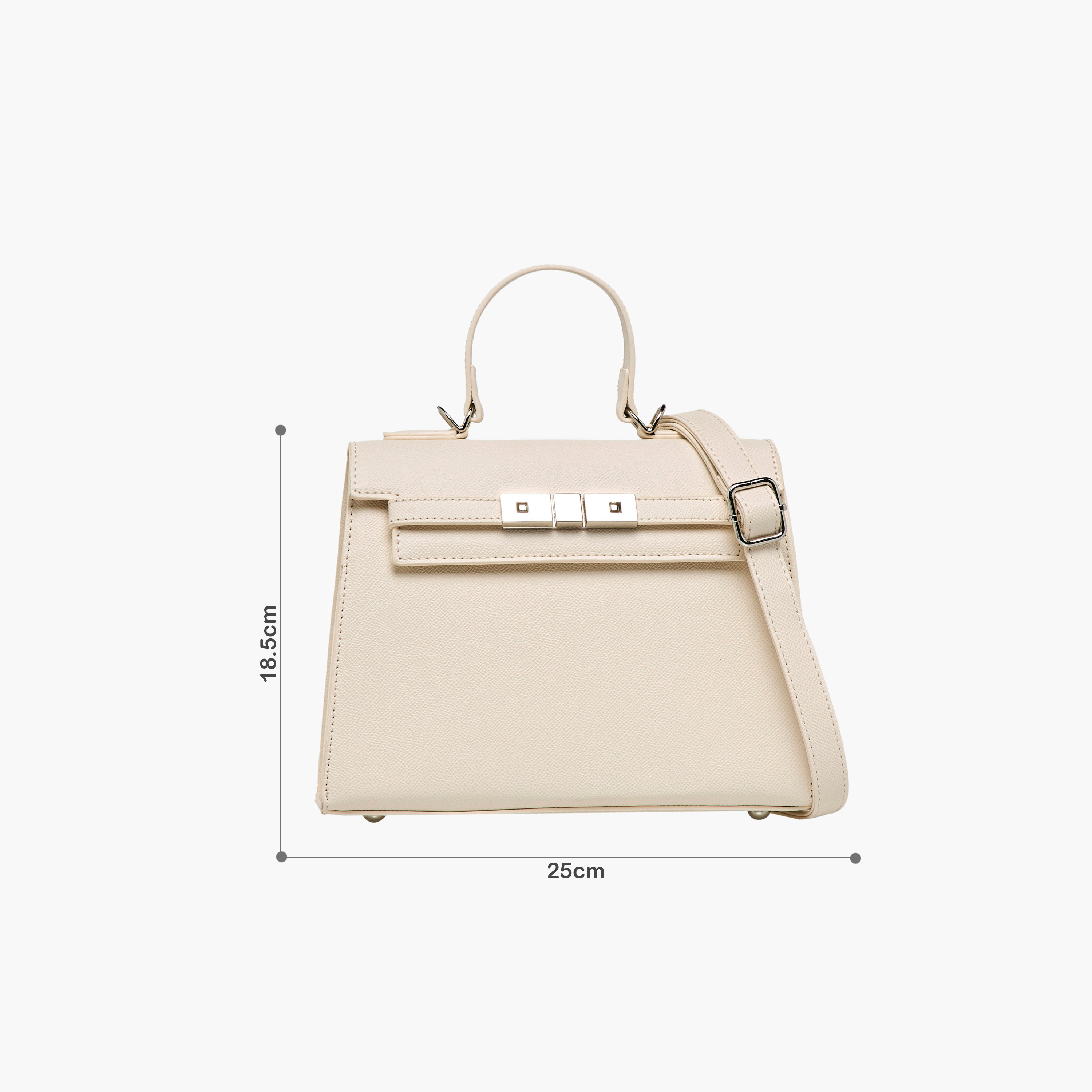 Flora Bella Textured Satchel Bag with Detachable Strap and Flap Closure-women-bagsandwallets-handbags-image-2