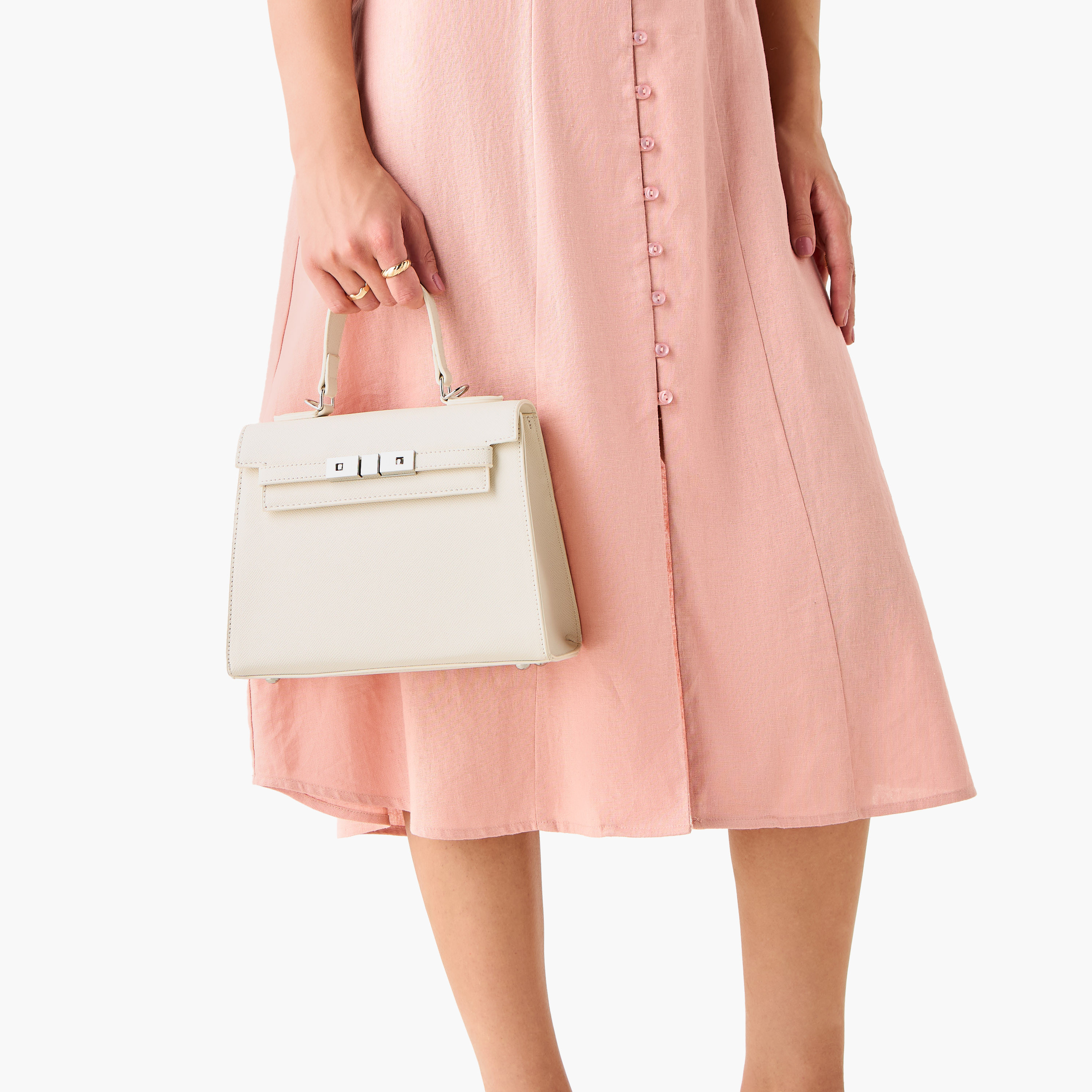 Flora Bella Textured Satchel Bag with Detachable Strap and Flap Closure-women-bagsandwallets-handbags-image-9