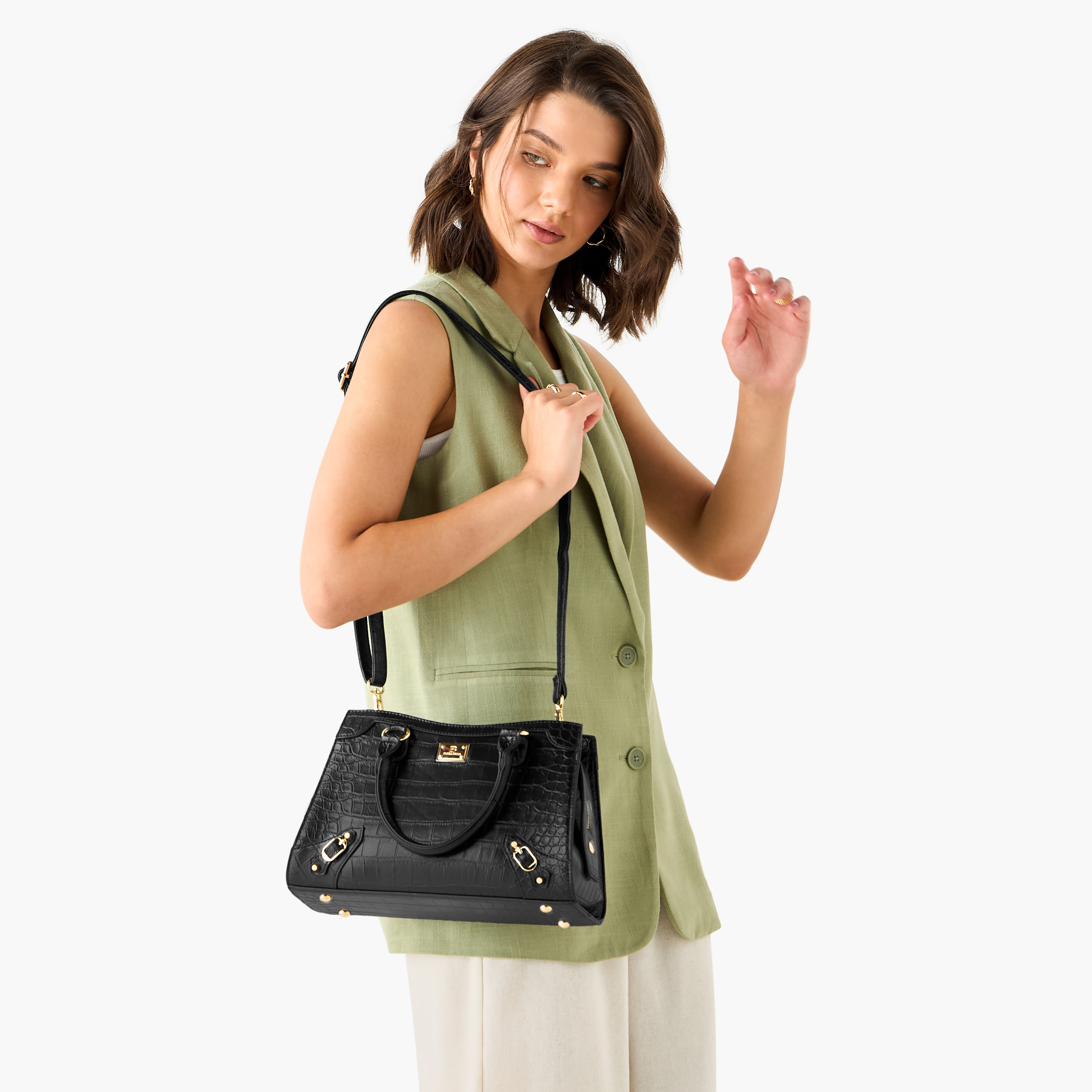 Flora Bella Textured Tote Bag with Detachable Strap and Zip Closure-women-bagsandwallets-handbags-image-2