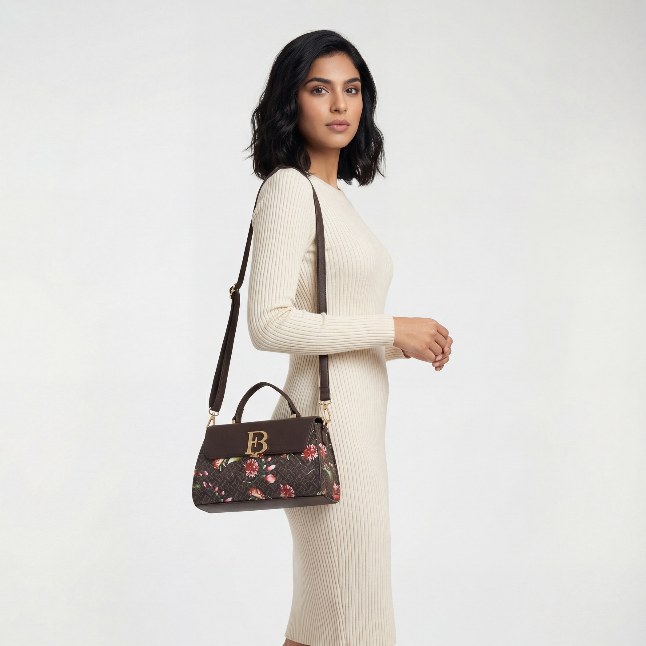 Floral Bella Monogram Print Satchel Bag with Detachable Strap-women-bagsandwallets-handbags-image-2