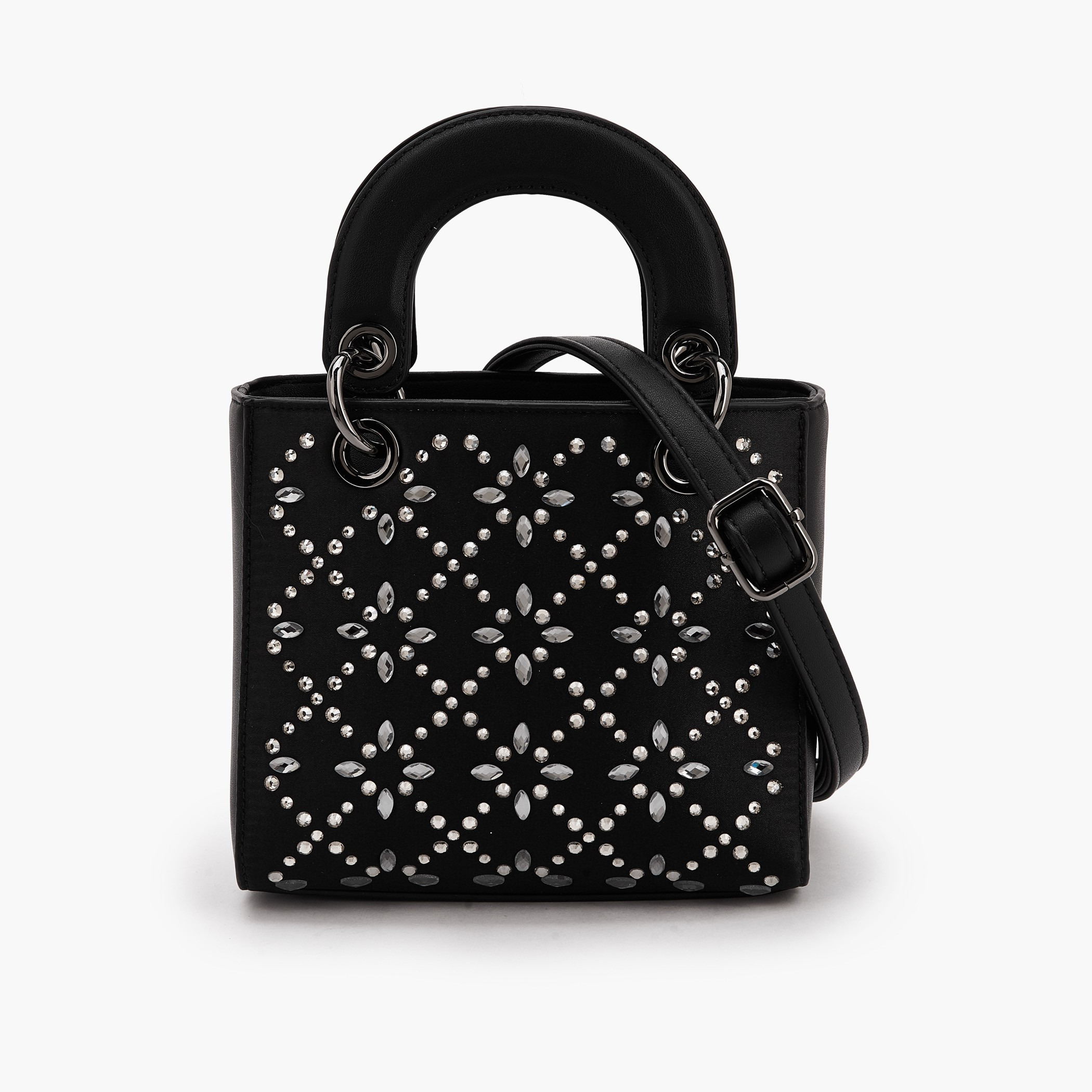 Floral Bella Embellished Satchel Bag with Detachable Strap-women-bagsandwallets-handbags-image-1