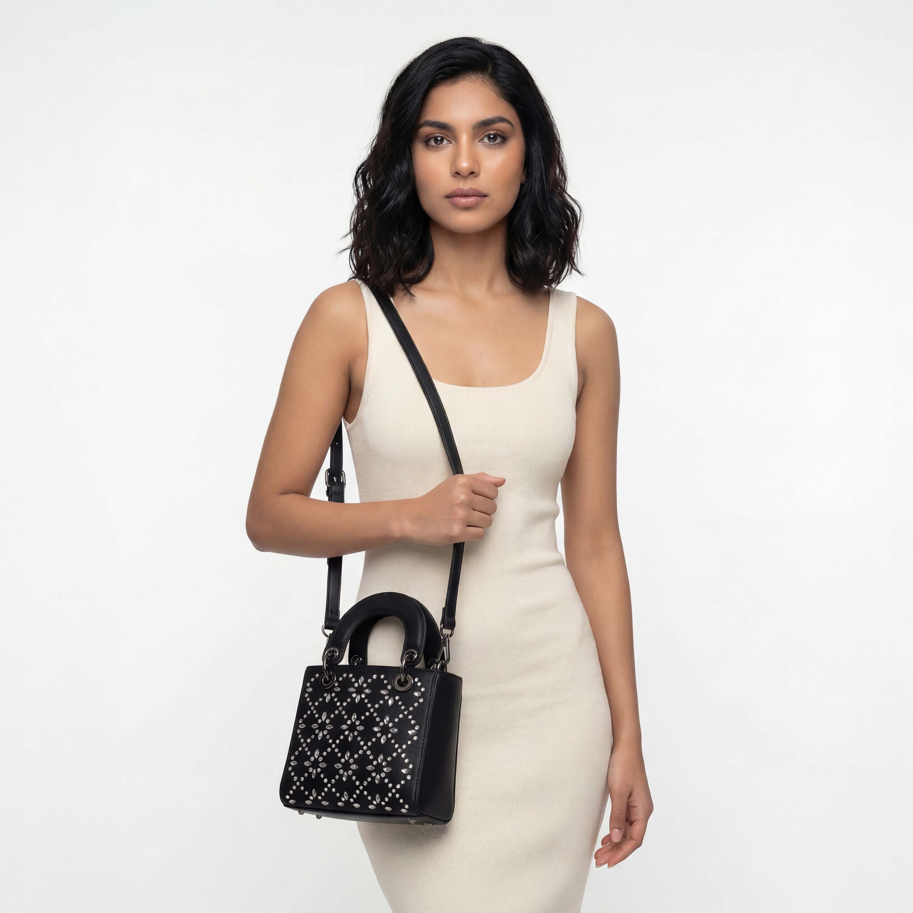 Floral Bella Embellished Satchel Bag with Detachable Strap-women-bagsandwallets-handbags-image-2