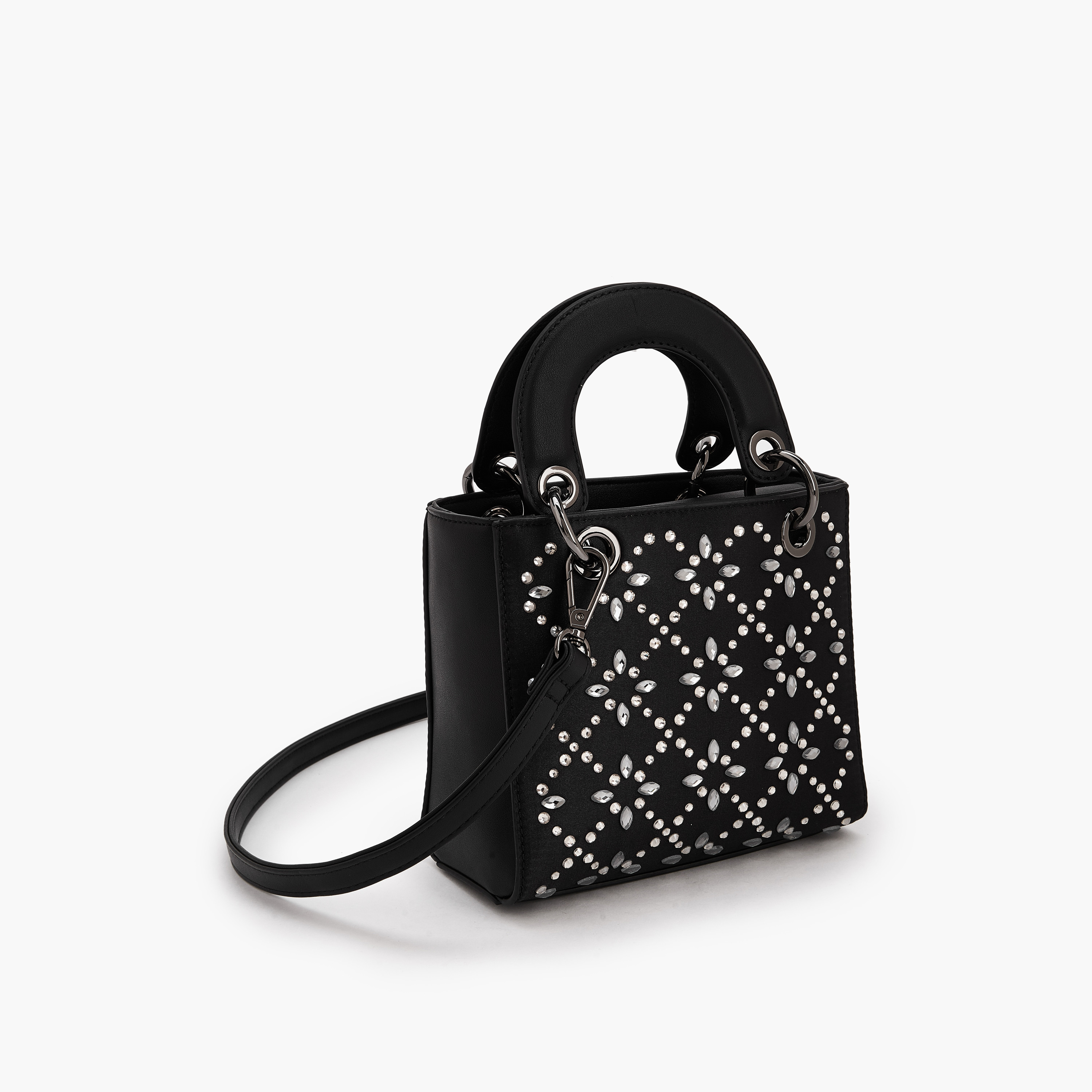 Floral Bella Embellished Satchel Bag with Detachable Strap-women-bagsandwallets-handbags-image-4