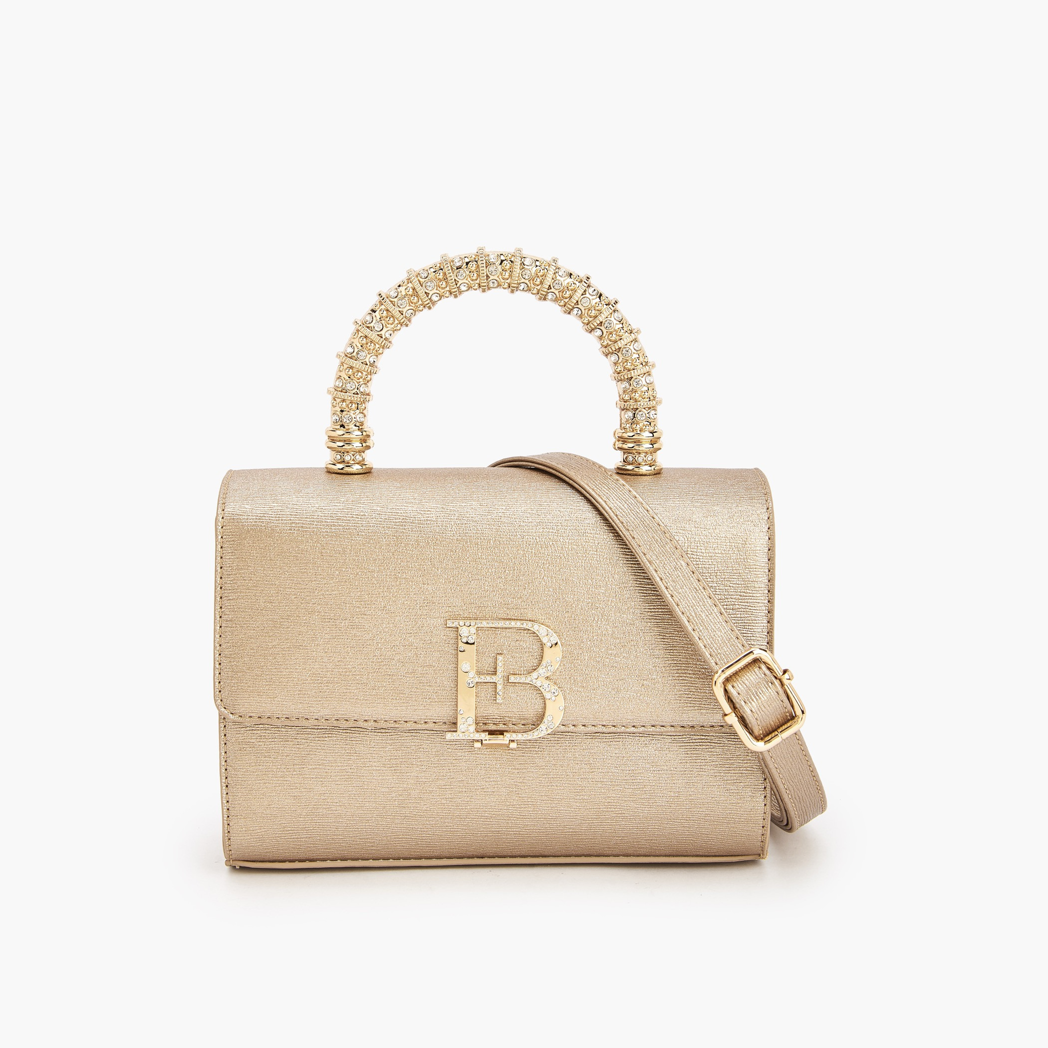 Floral Bella Logo Embellished Satchel Bag with Detachable Strap-women-bagsandwallets-handbags-image-1