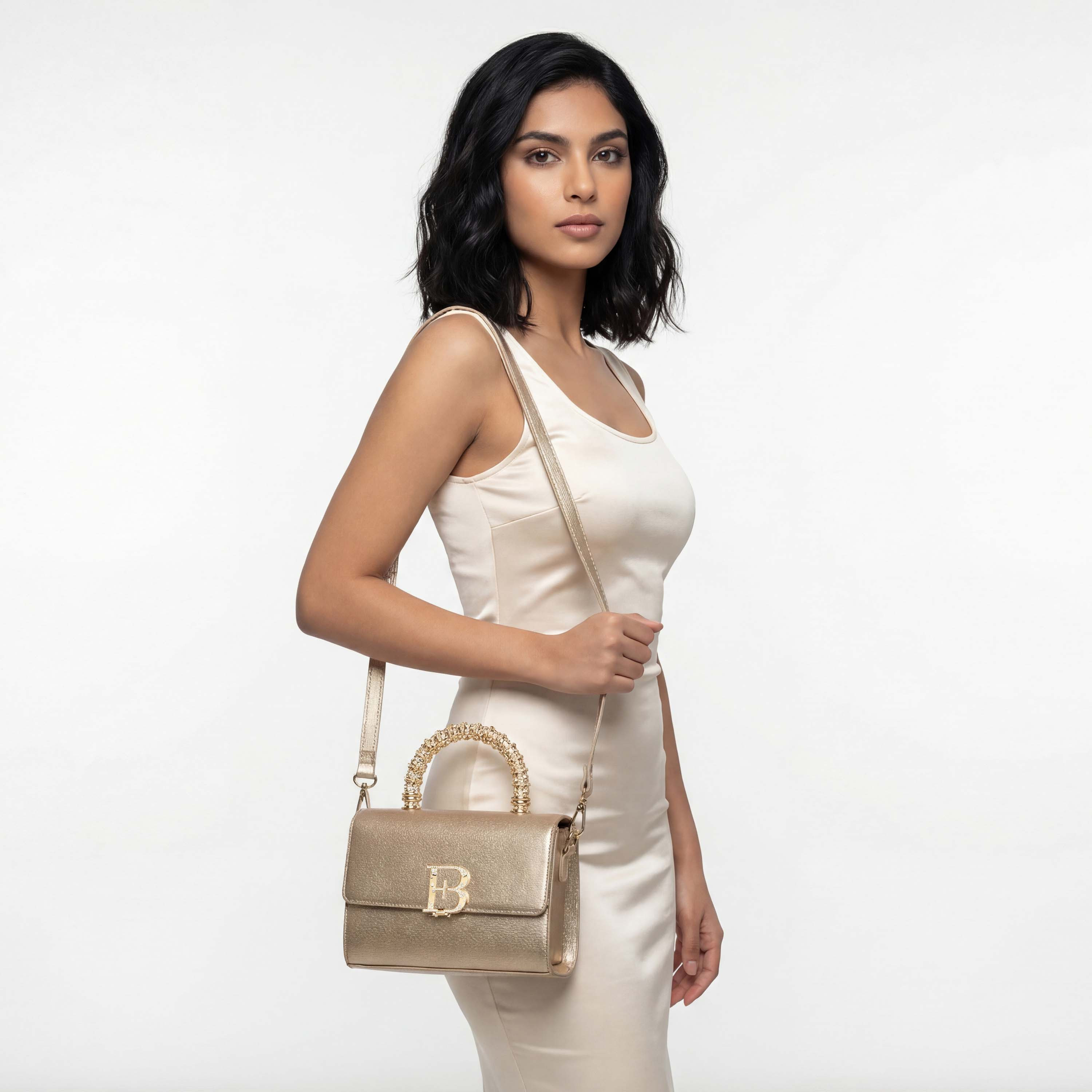 Floral Bella Logo Embellished Satchel Bag with Detachable Strap-women-bagsandwallets-handbags-image-2