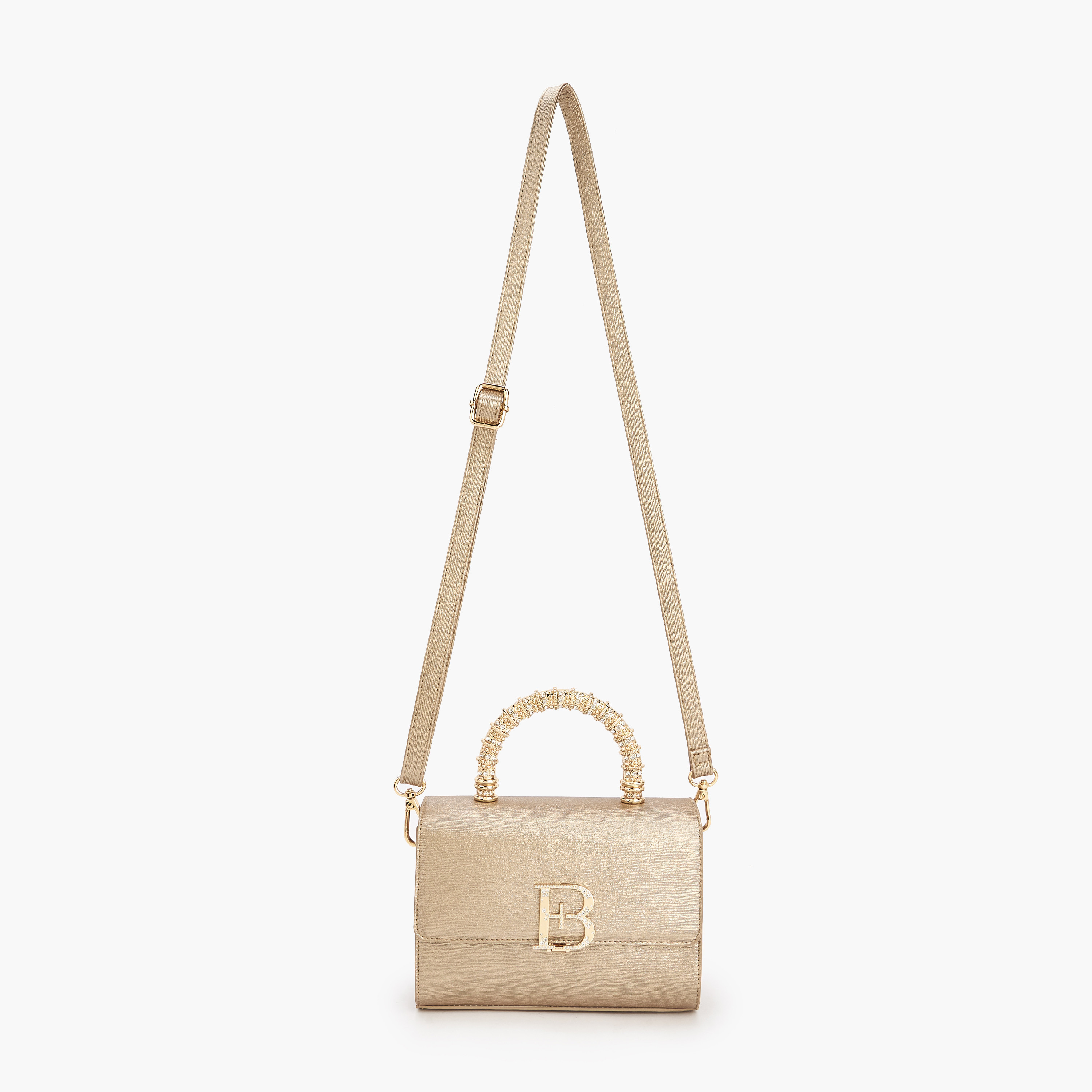 Floral Bella Logo Embellished Satchel Bag with Detachable Strap-women-bagsandwallets-handbags-image-3
