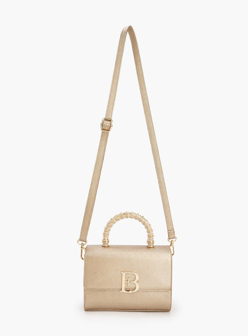 Floral Bella Logo Embellished Satchel Bag with Detachable Strap-women-bagsandwallets-handbags-image-3