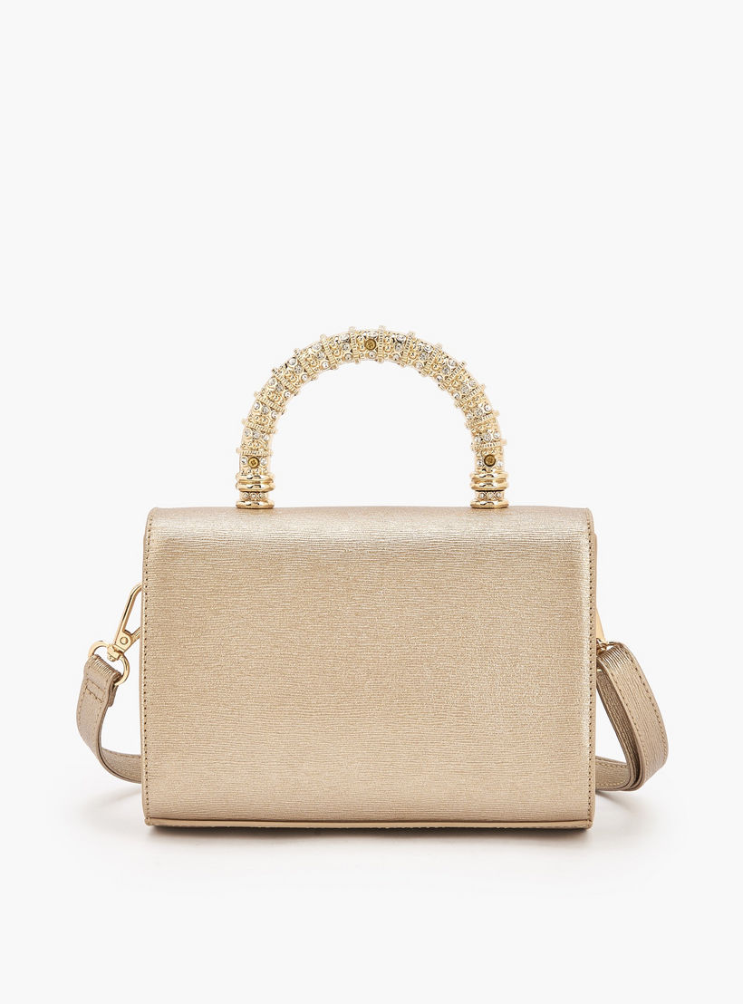 Floral Bella Logo Embellished Satchel Bag with Detachable Strap-women-bagsandwallets-handbags-image-4