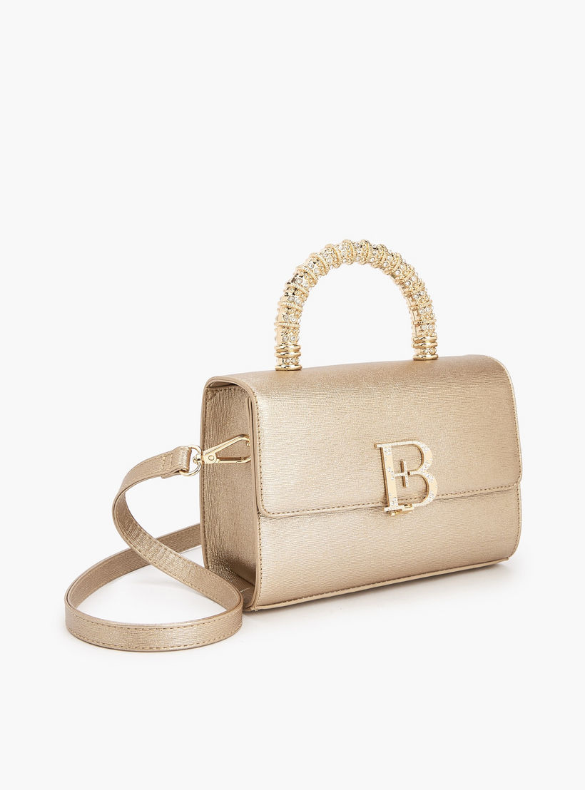 Floral Bella Logo Embellished Satchel Bag with Detachable Strap-women-bagsandwallets-handbags-image-5