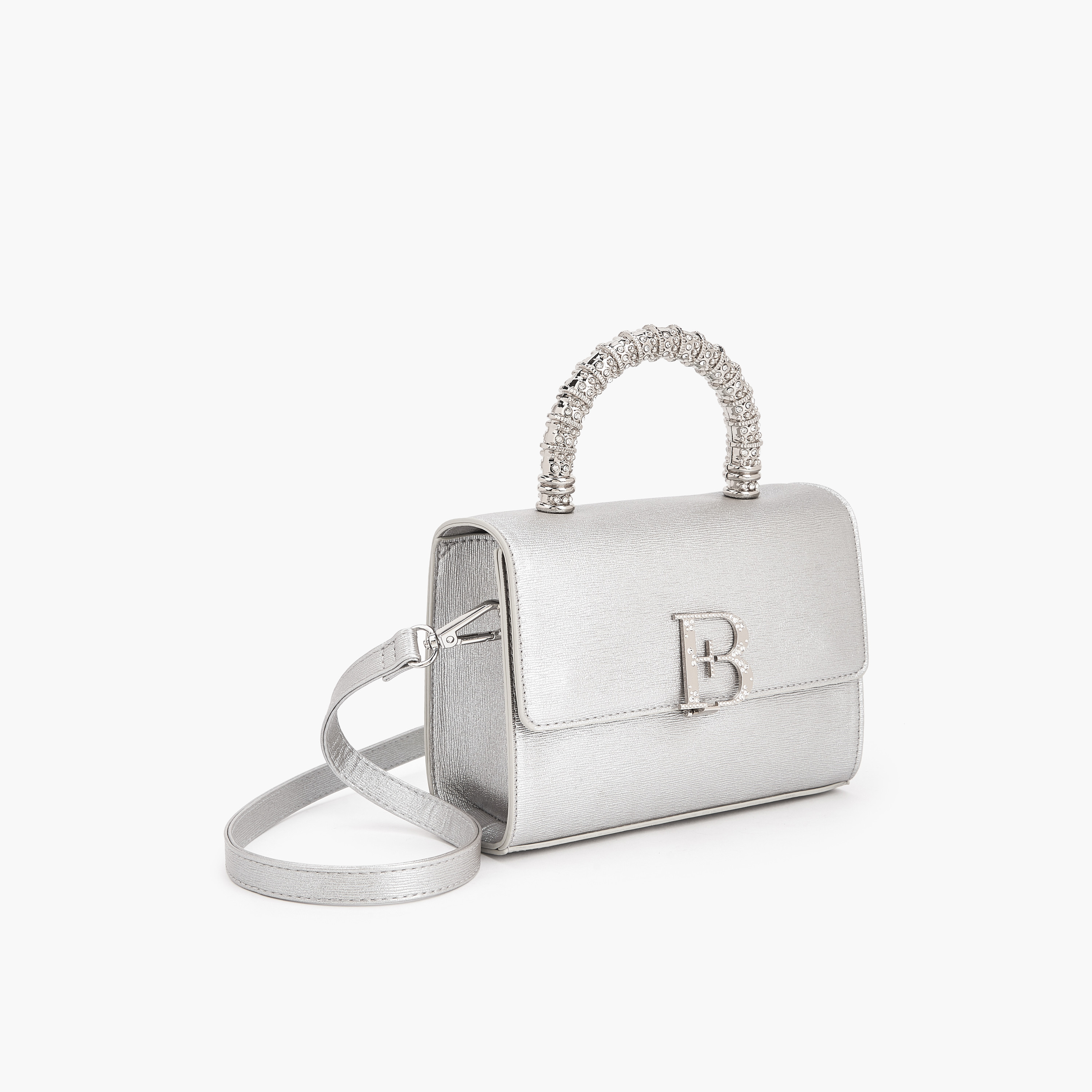 Floral Bella Logo Embellished Satchel Bag with Detachable Strap-women-bagsandwallets-handbags-image-4