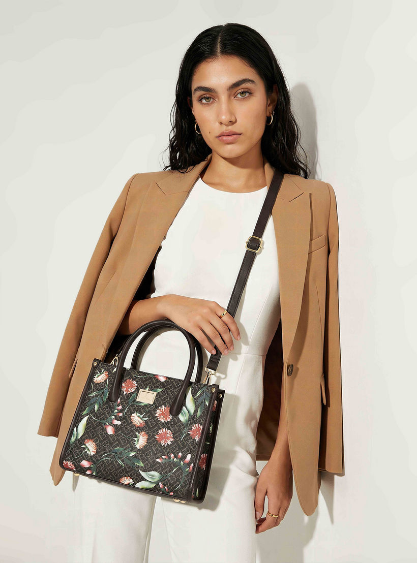 شنطة ساتشيل بطبعات مونوجرام وبحزام قابل للفصل من فلورا بيلا-women-bagsandwallets-handbags-image-1