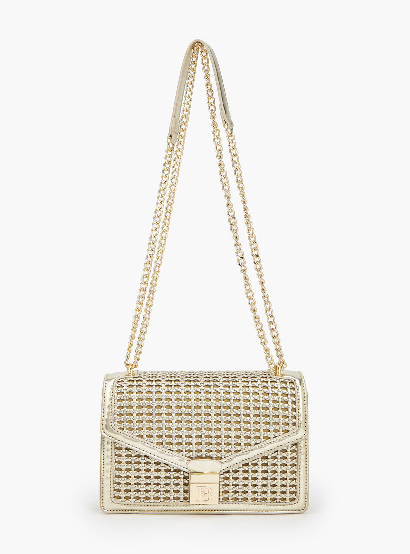 شنطة كروس بودي ميتاليك بارزة الملمس بحزام سلسلة من فلورا بيلا-women-bagsandwallets-handbags-image-1