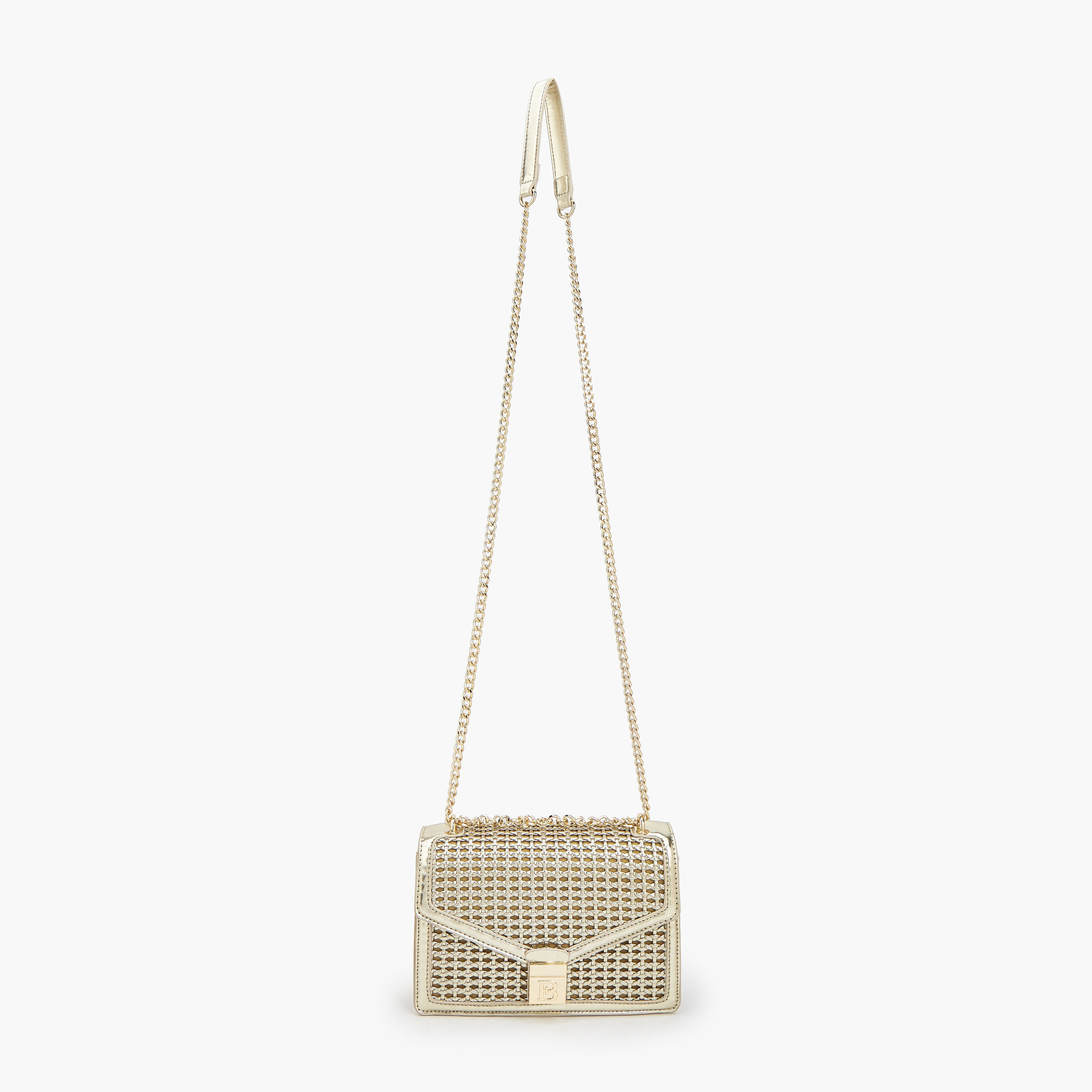 Flora Bella Metallic Textured Crossbody Bag with Chain Strap-women-bagsandwallets-handbags-image-3