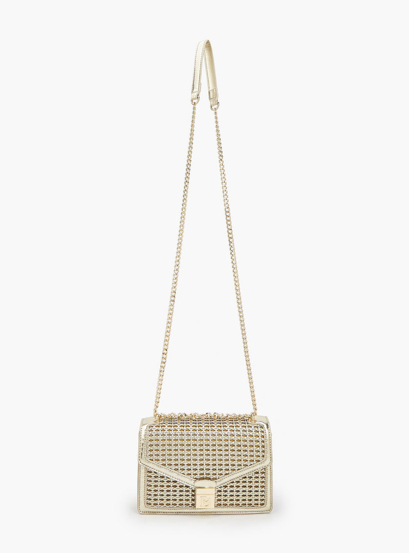 شنطة كروس بودي ميتاليك بارزة الملمس بحزام سلسلة من فلورا بيلا-women-bagsandwallets-handbags-image-3