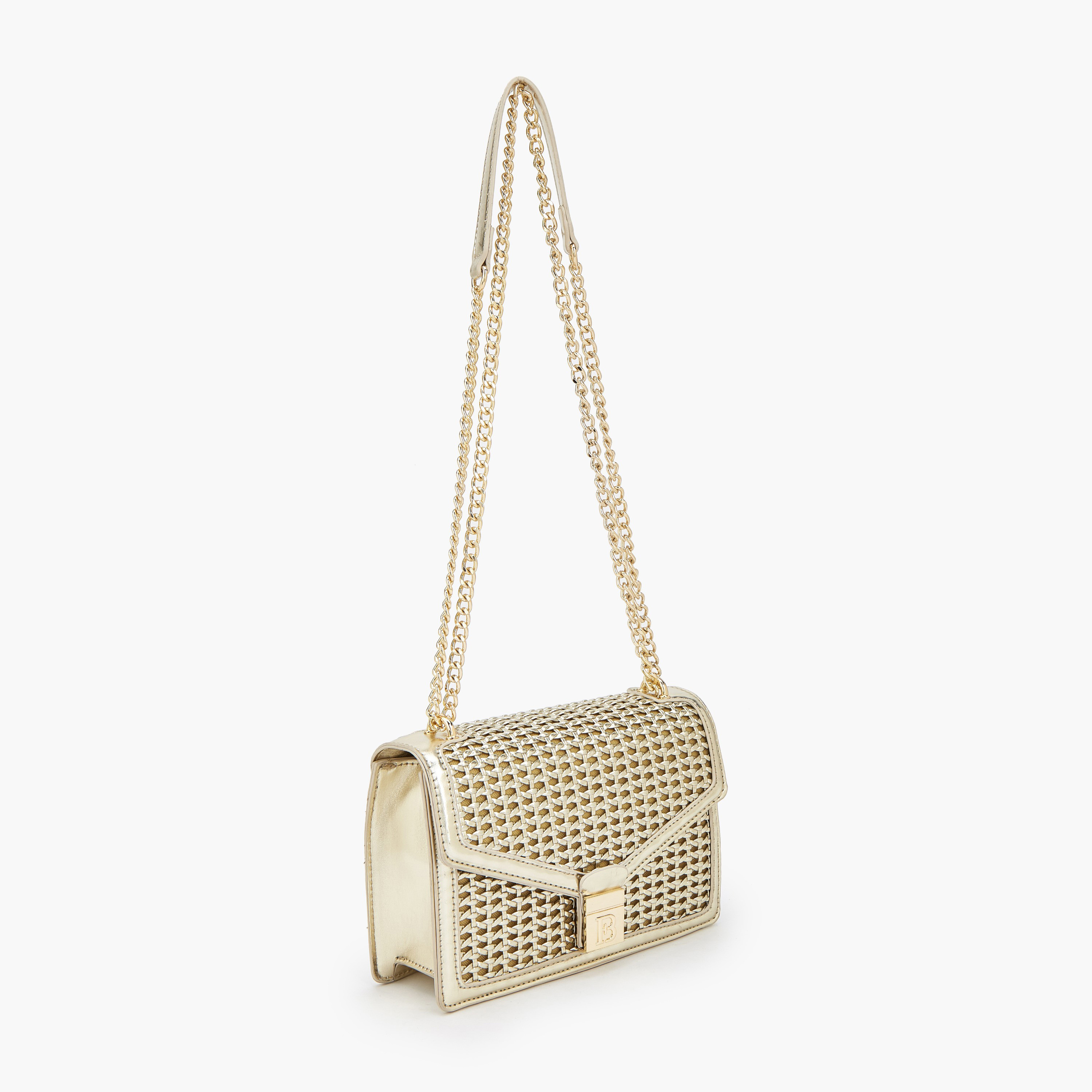 Flora Bella Metallic Textured Crossbody Bag with Chain Strap-women-bagsandwallets-handbags-image-4