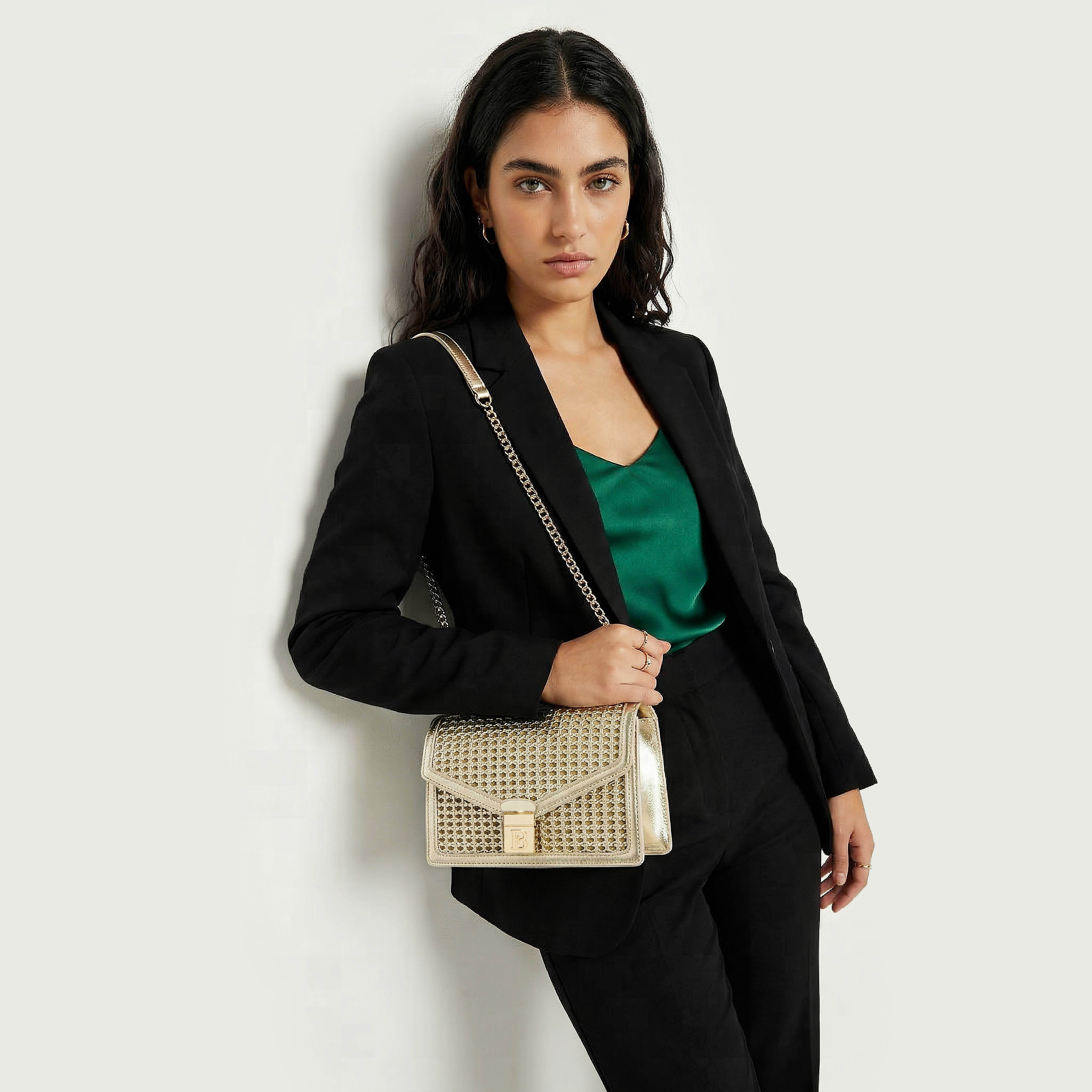 Flora Bella Metallic Textured Crossbody Bag with Chain Strap-women-bagsandwallets-handbags-image-2