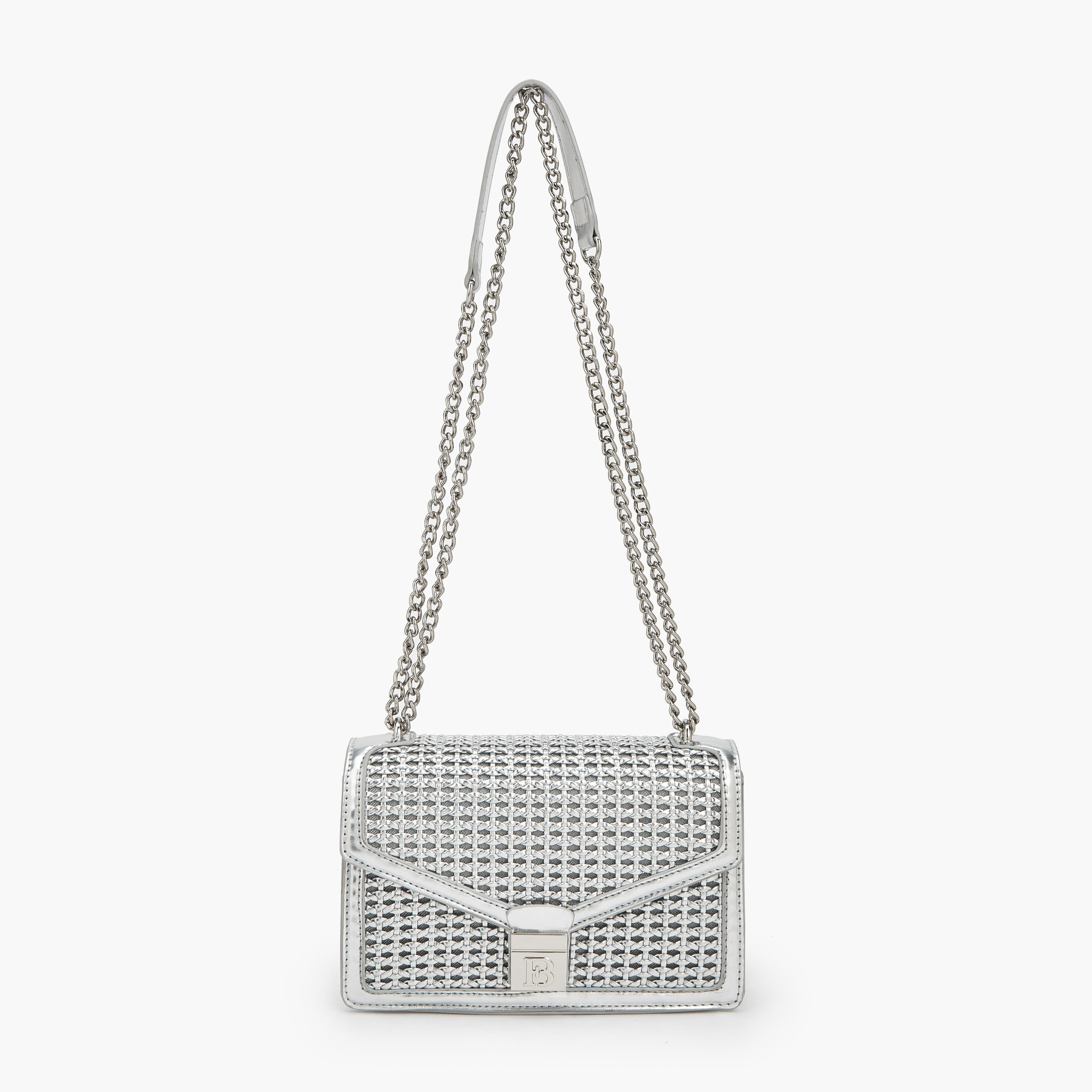 شنطة كروس بودي ميتاليك بارزة الملمس بحزام سلسلة من فلورا بيلا-women-bagsandwallets-handbags-image-1