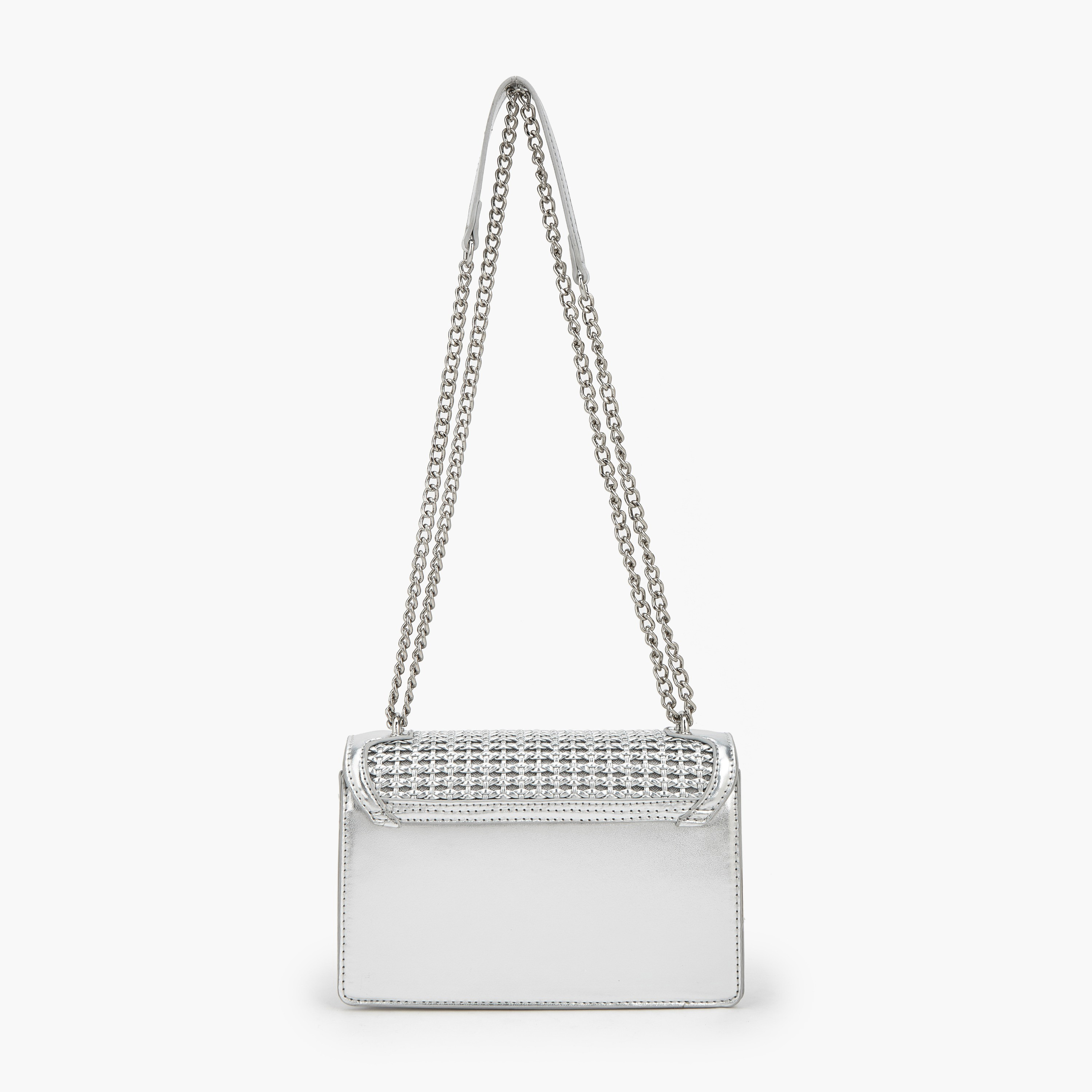 شنطة كروس بودي ميتاليك بارزة الملمس بحزام سلسلة من فلورا بيلا-women-bagsandwallets-handbags-image-6