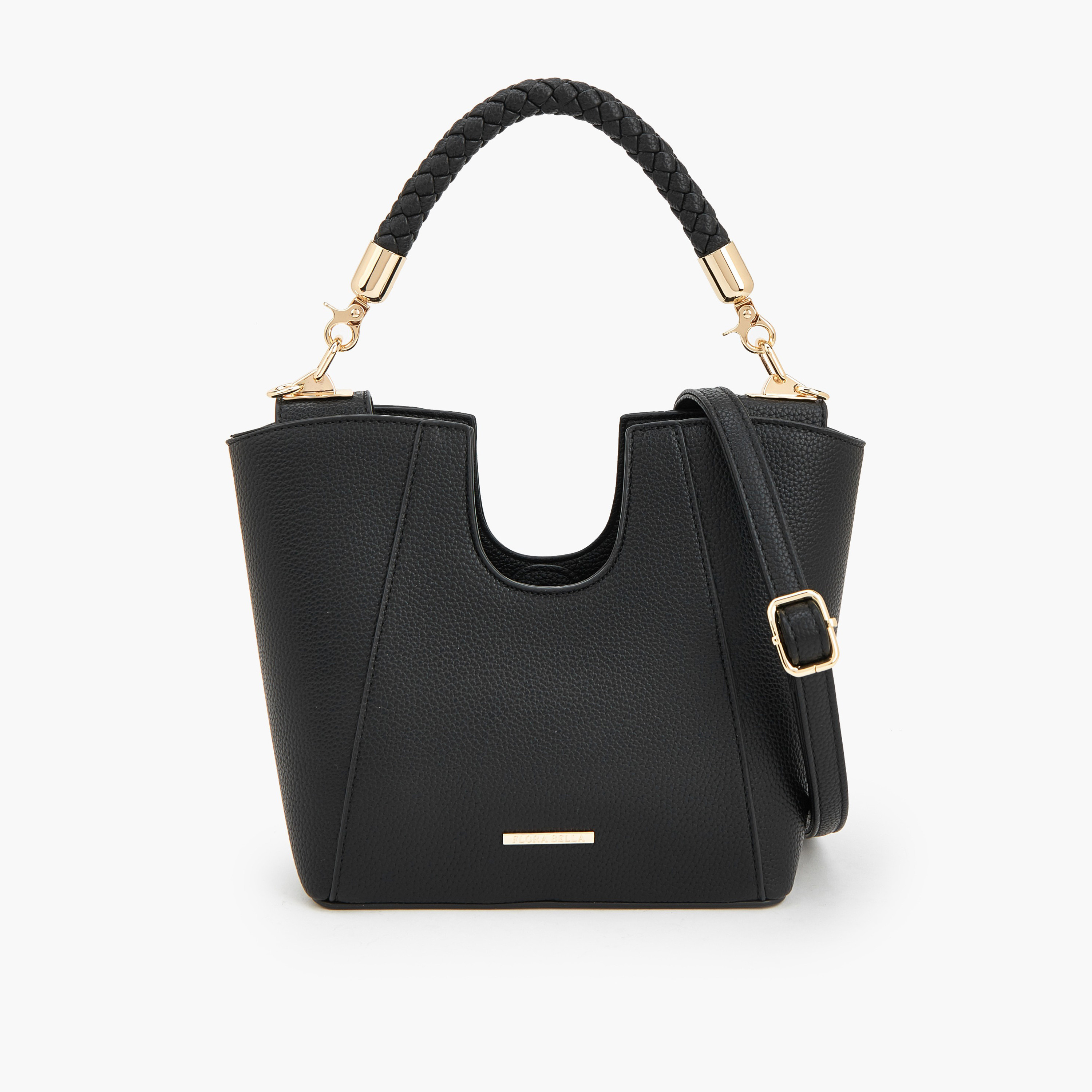 Flora Bella Textured Satchel Bag with Braided Handle-women-bagsandwallets-handbags-image-1