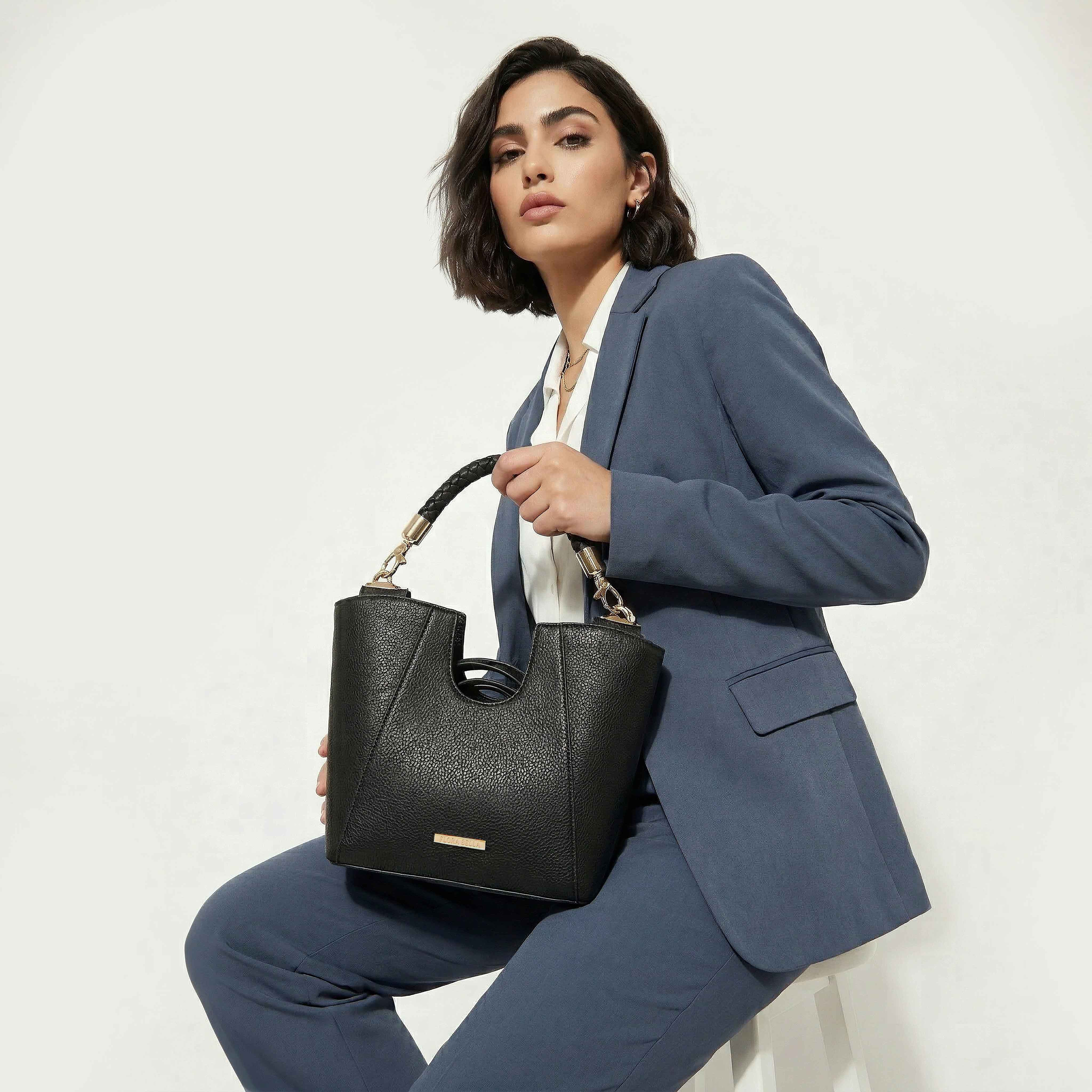 Flora Bella Textured Satchel Bag with Braided Handle-women-bagsandwallets-handbags-image-10