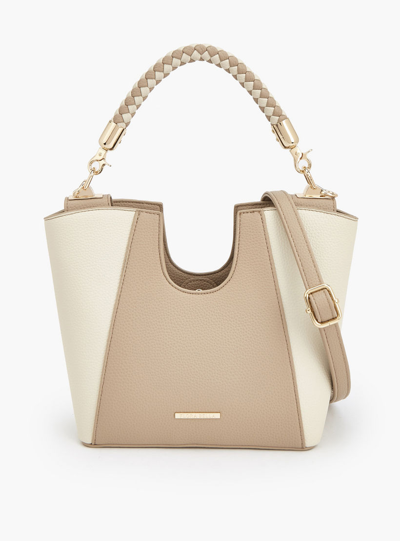 Flora Bella Textured Satchel Bag with Braided Handle-women-bagsandwallets-handbags-image-1