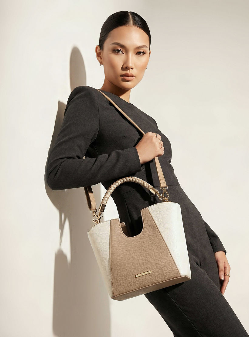 Flora Bella Textured Satchel Bag with Braided Handle-women-bagsandwallets-handbags-image-8