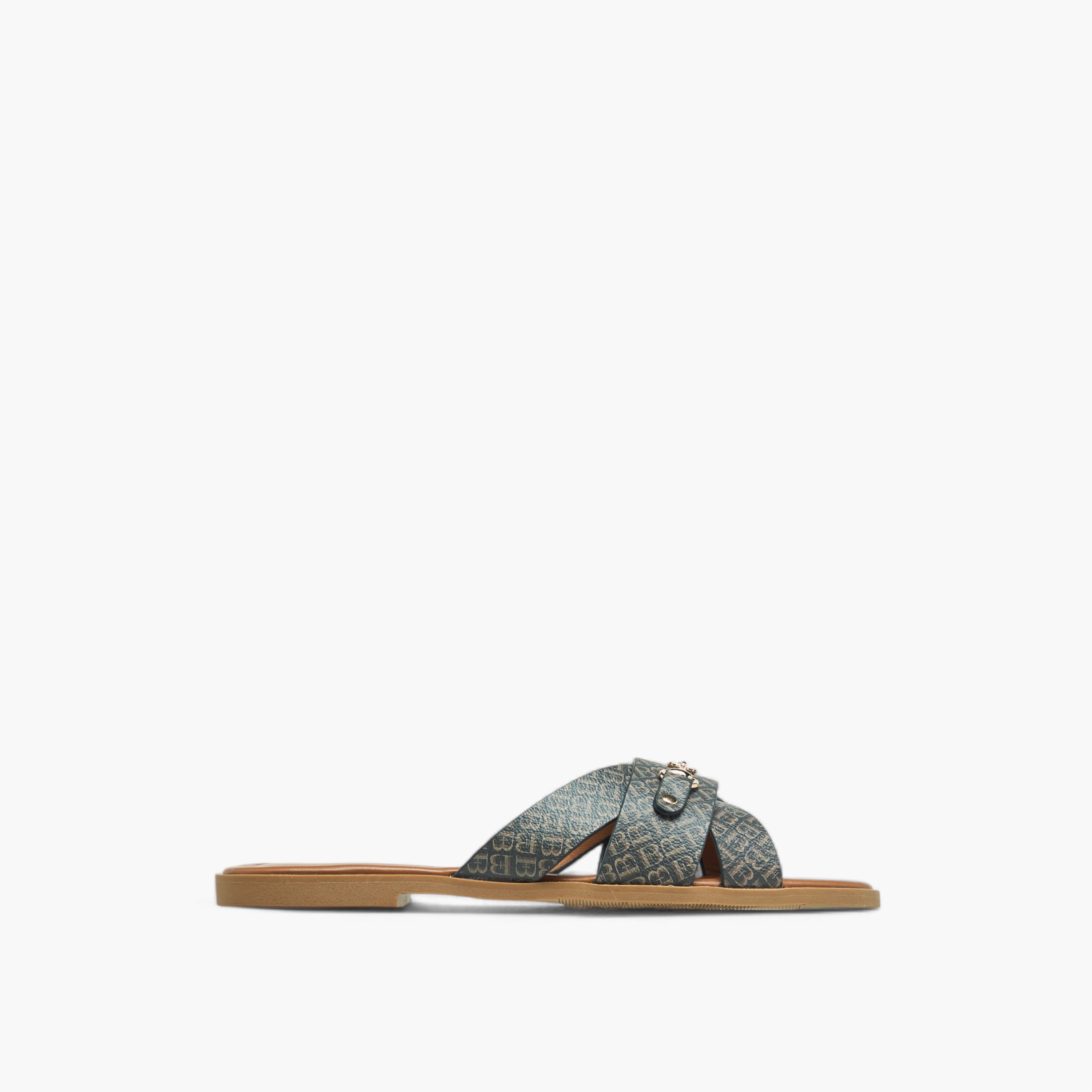 صندل مسطح سهل الارتداء بزينة معدنية وطبعات مونوجرام من فلورا بيلا-women-shoes-flats-sandals-image-8