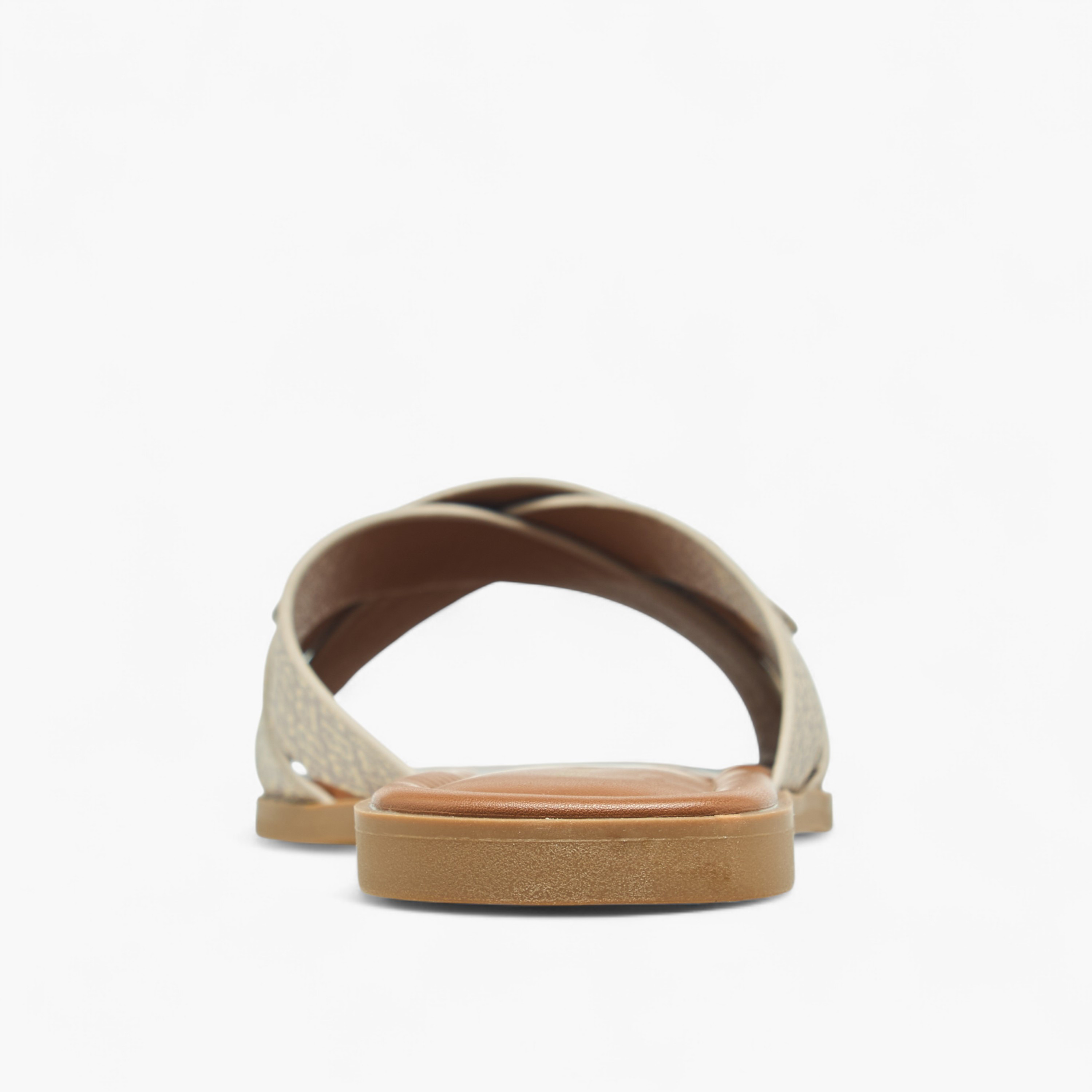 Flora Bella Monogram Print Slip-On Flat Sandals with Metal Accent-women-shoes-flats-sandals-image-5