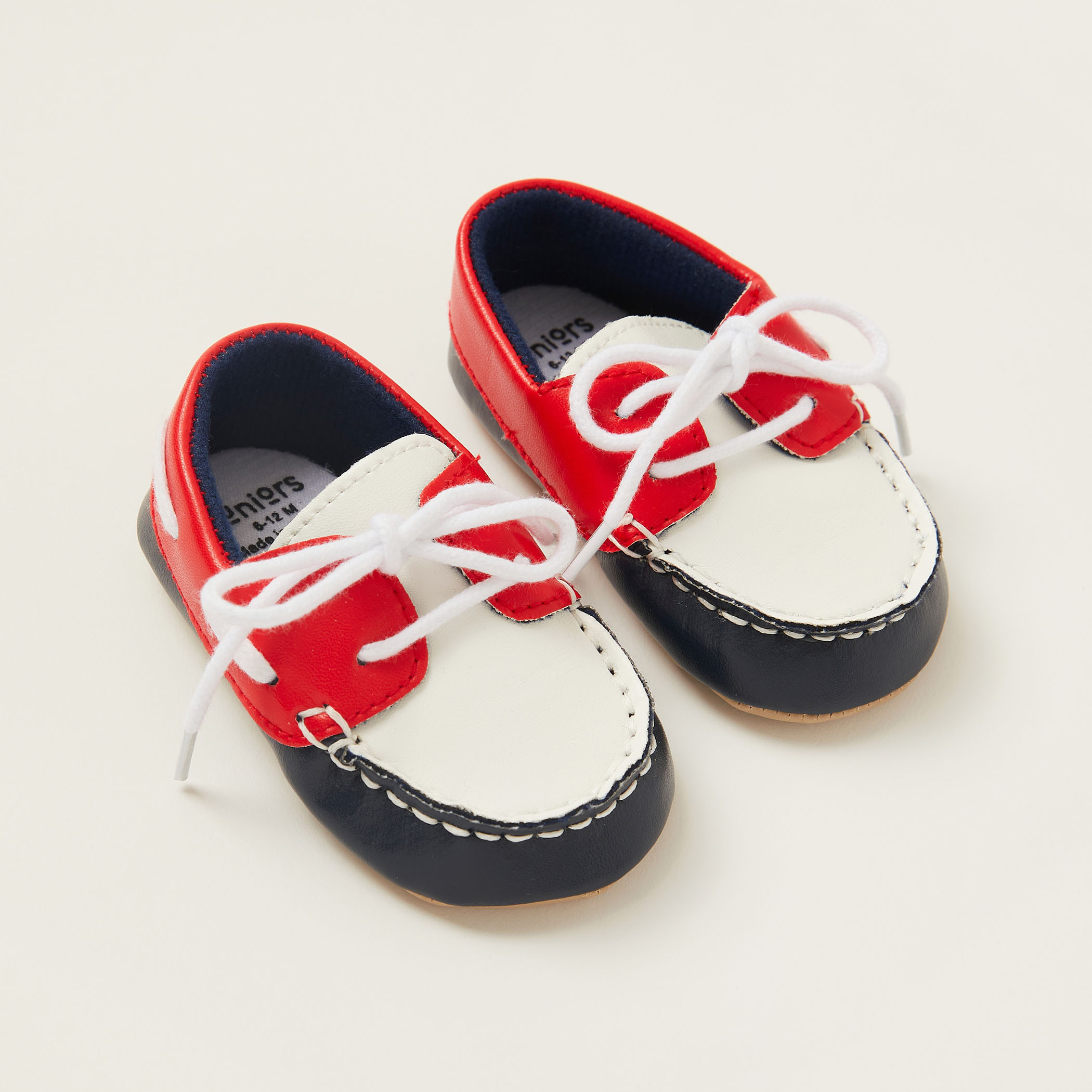 Juniors Stitch Detail Shoes with Lace-Up Closure-baby-boys-shoes-closedshoes-image-2