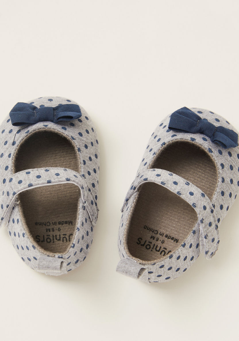 Juniors Printed Baby Shoes with Bow Applique-Casual-image-0