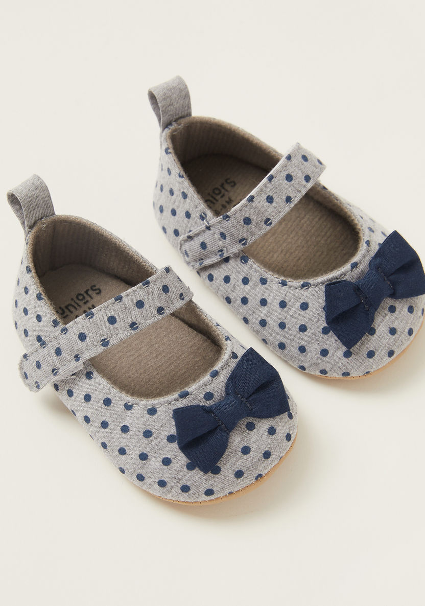 Juniors Printed Baby Shoes with Bow Applique-Casual-image-1