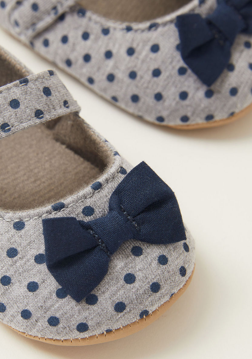 Juniors Printed Baby Shoes with Bow Applique-Casual-image-2