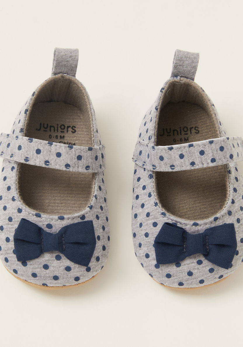 Juniors Printed Baby Shoes with Bow Applique-Casual-image-4