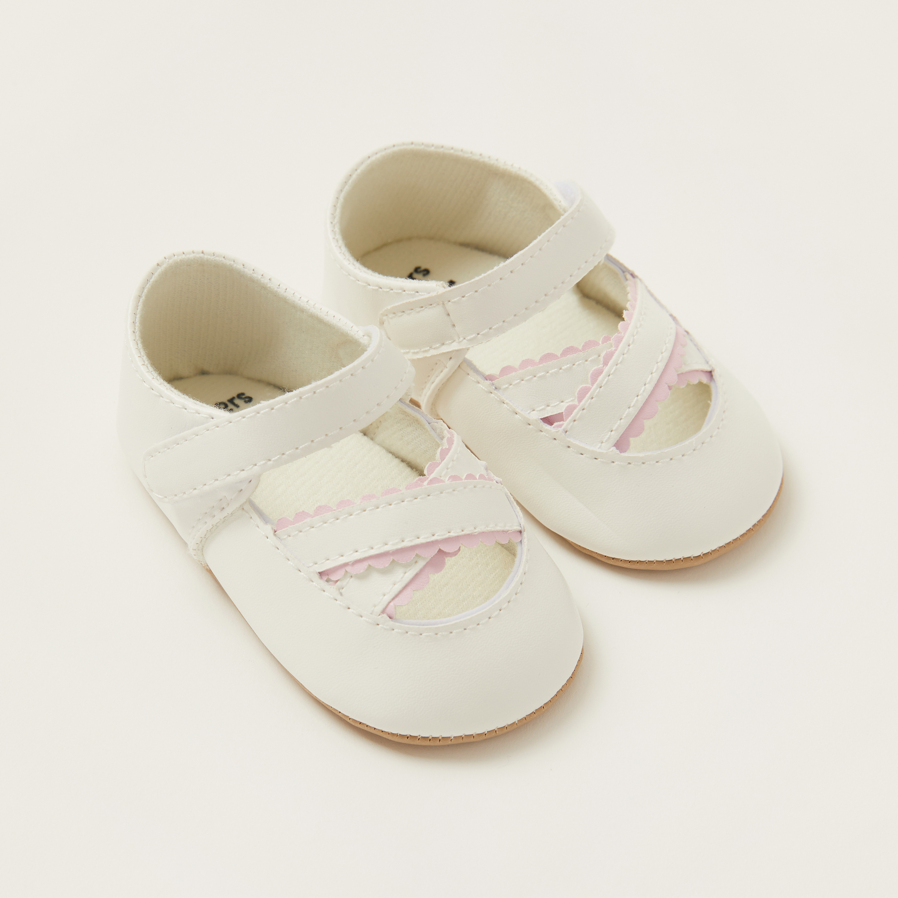 Juniors Round Toe Ballerinas with Velcro Straps-baby-girls-shoes-closedshoes-image-2