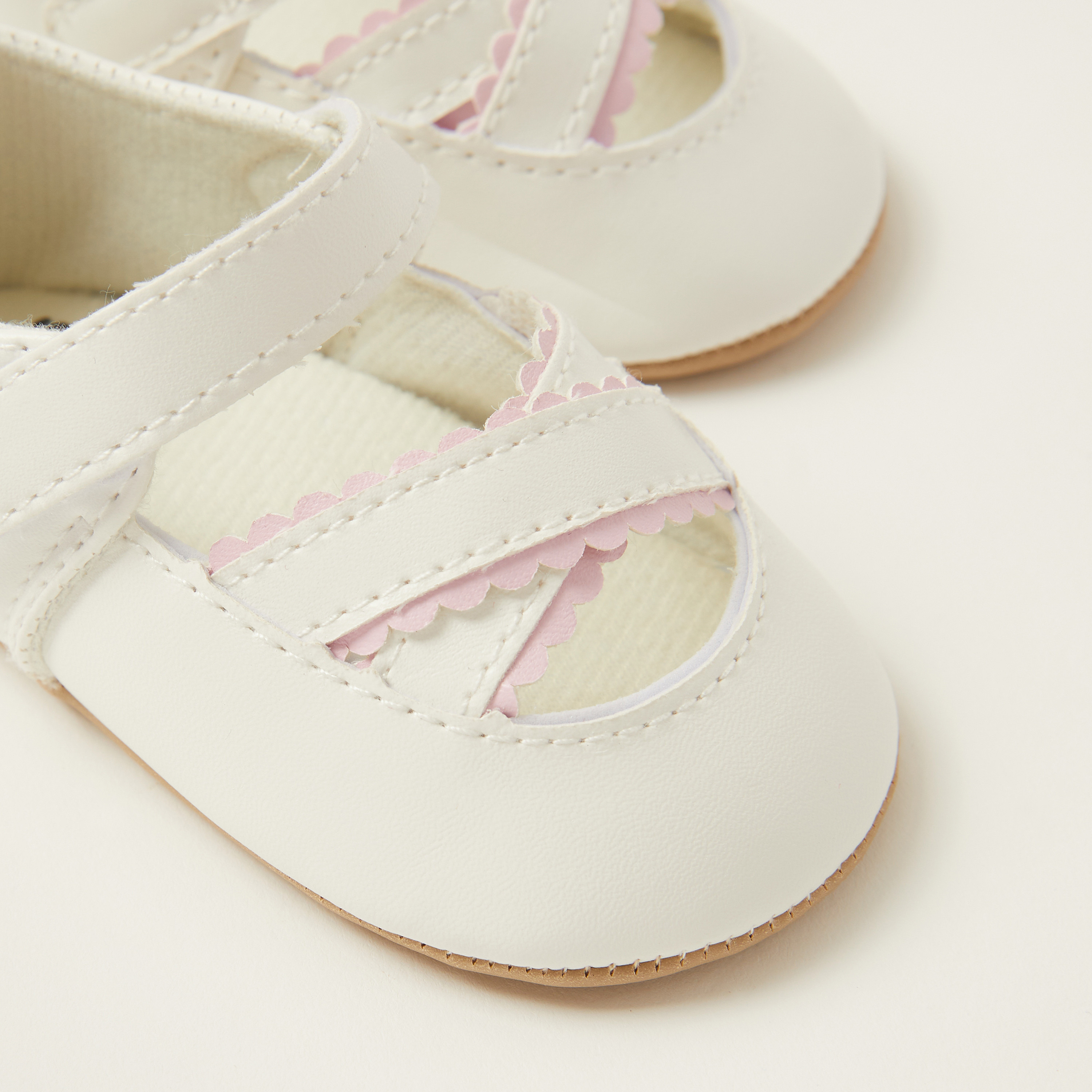 Juniors Round Toe Ballerinas with Velcro Straps-baby-girls-shoes-closedshoes-image-3