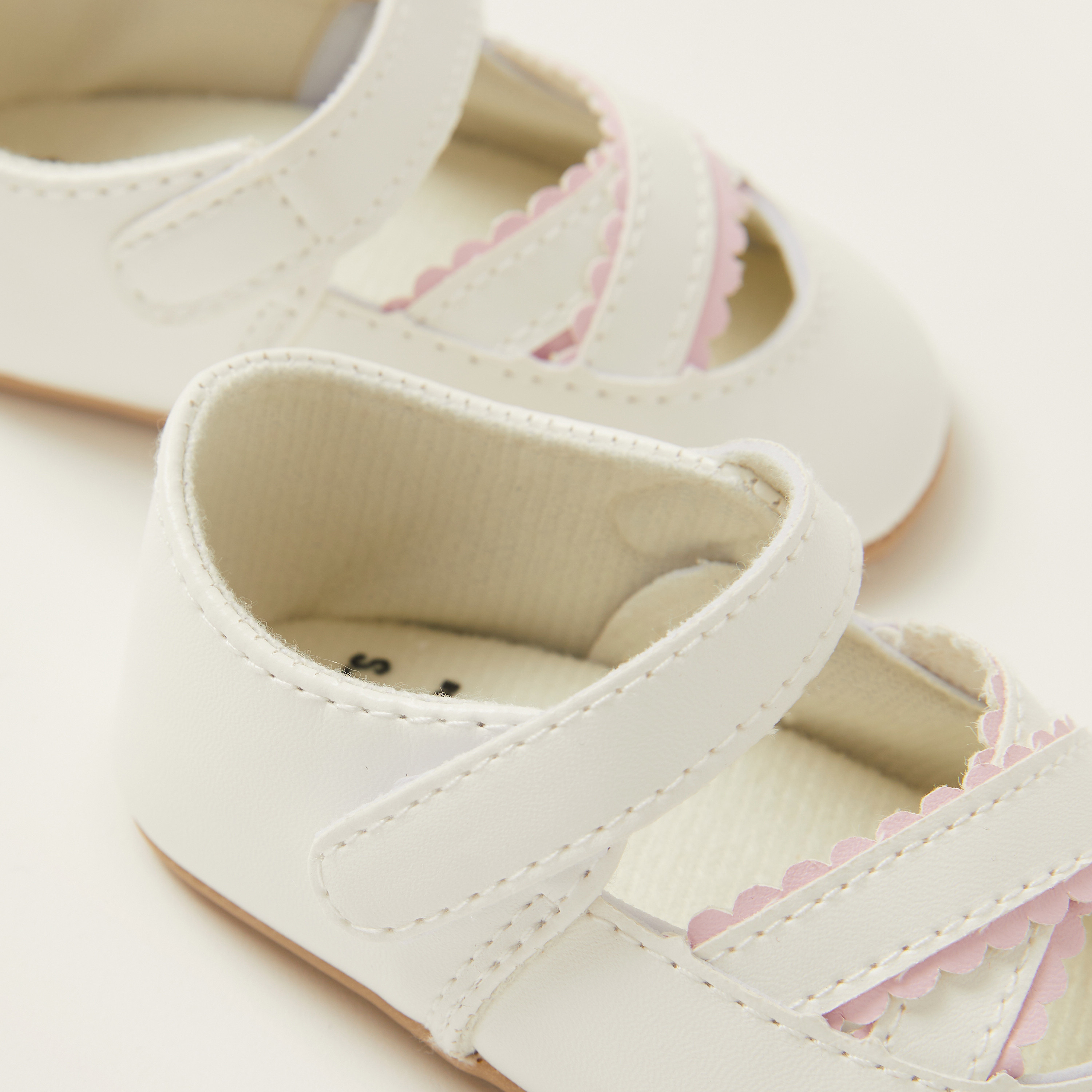 Juniors Round Toe Ballerinas with Velcro Straps-baby-girls-shoes-closedshoes-image-4