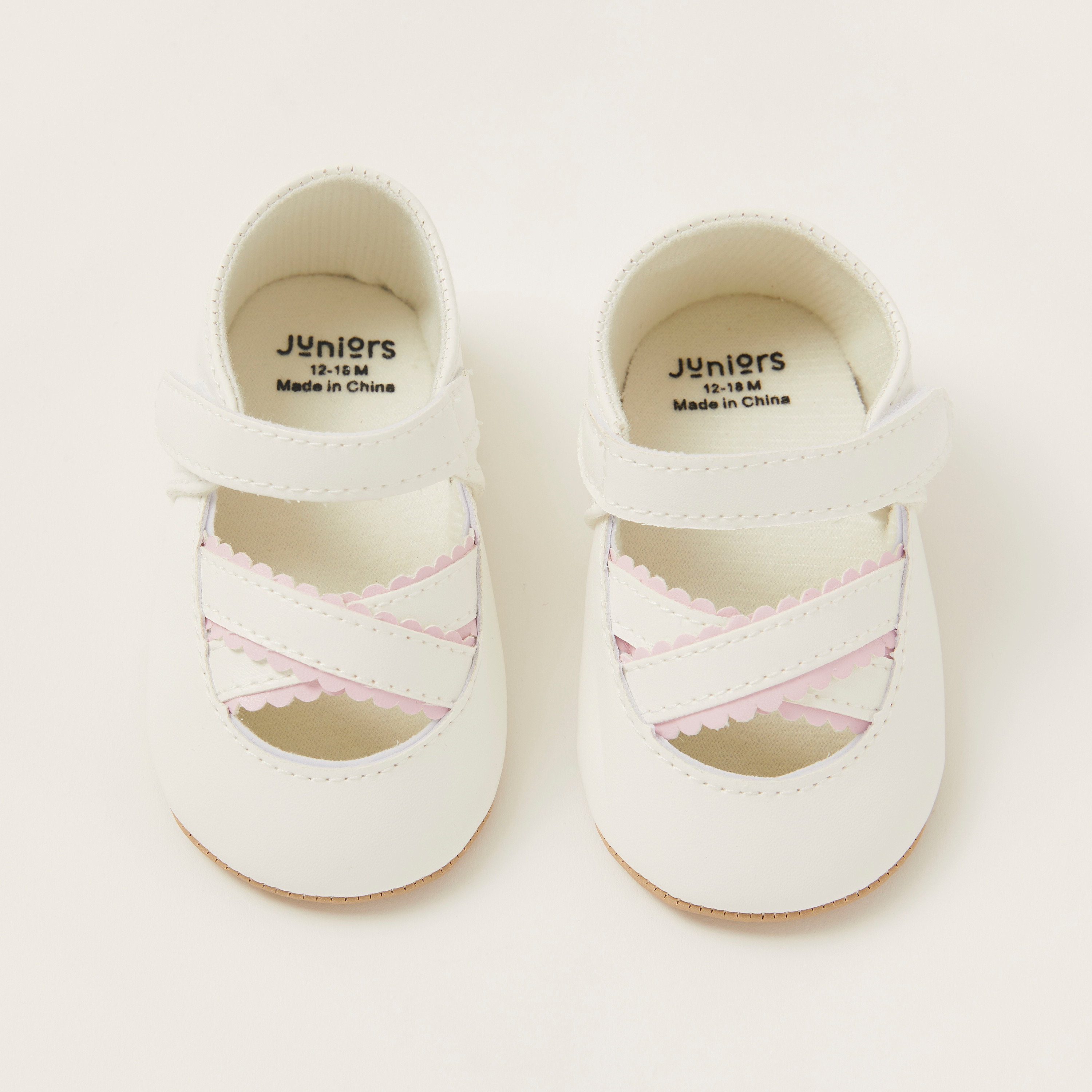 Juniors Round Toe Ballerinas with Velcro Straps-baby-girls-shoes-closedshoes-image-5
