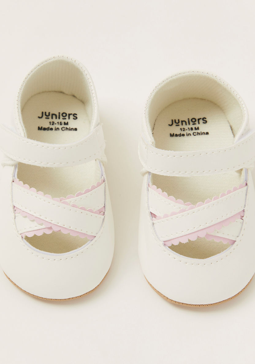 Juniors Round Toe Ballerinas with Velcro Straps-Casual-image-4
