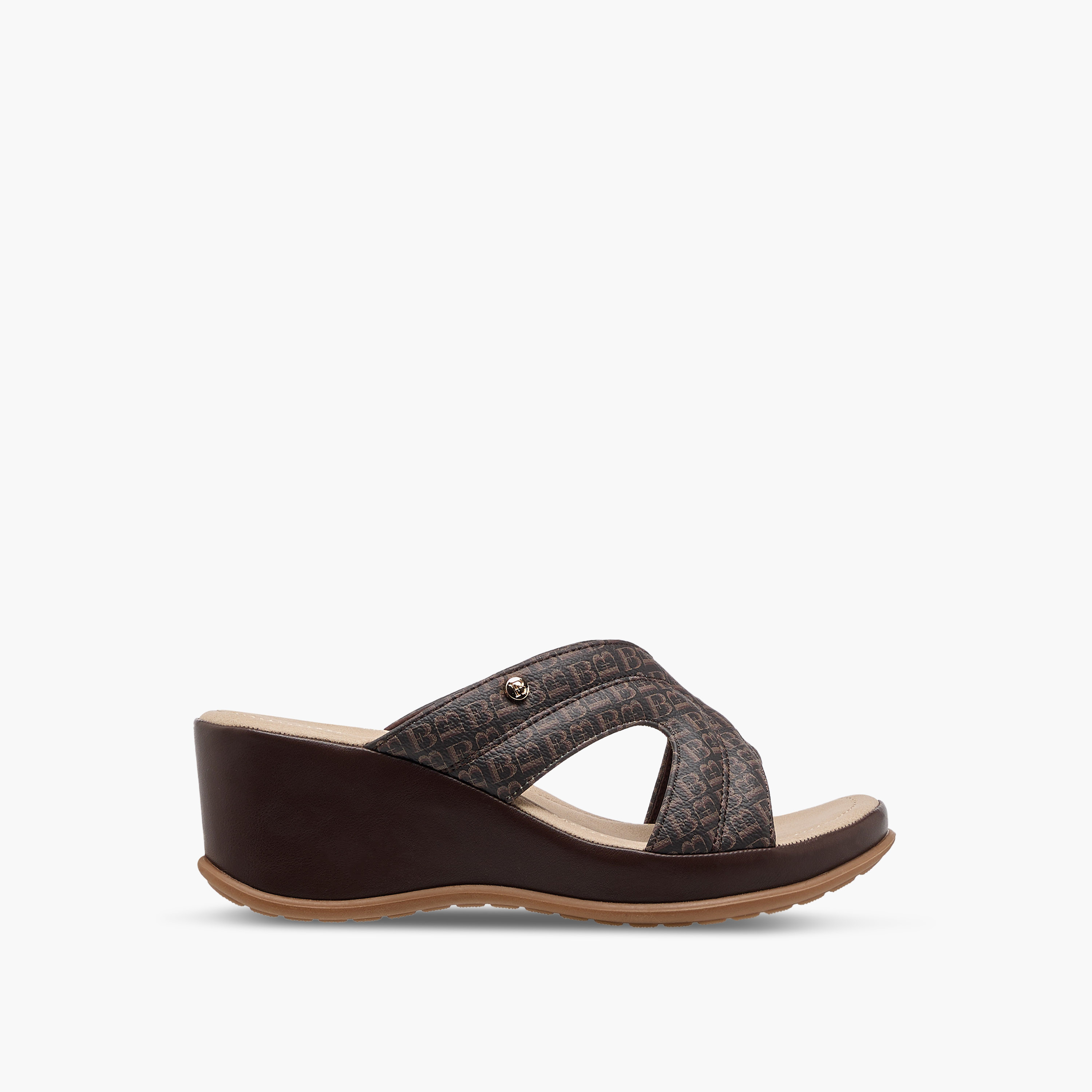Flora Bella Monogram Print Slip-On Sandals with Wedge Heels-women-shoes-sandals-heeled-image-3