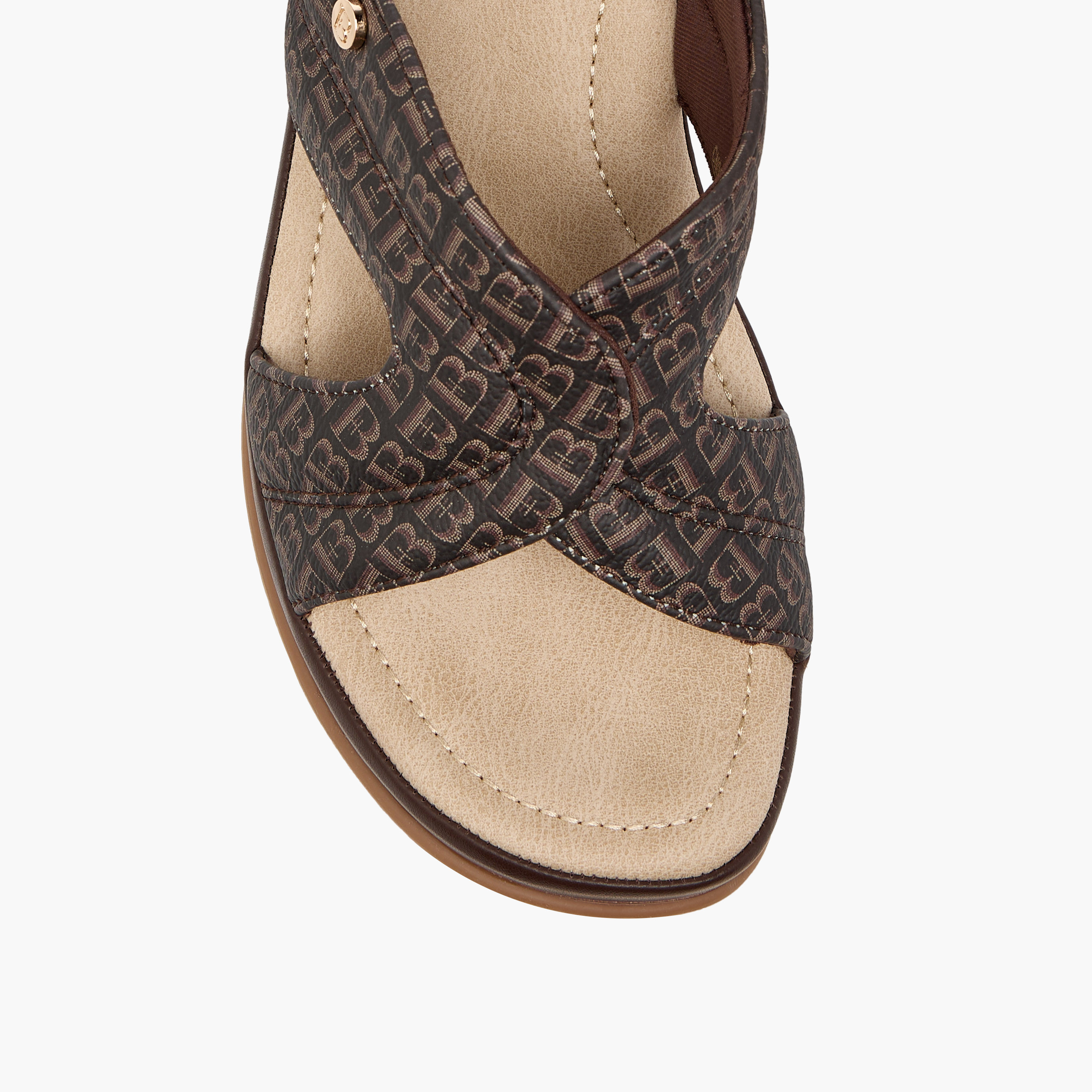 Flora Bella Monogram Print Slip-On Sandals with Wedge Heels-women-shoes-sandals-heeled-image-4