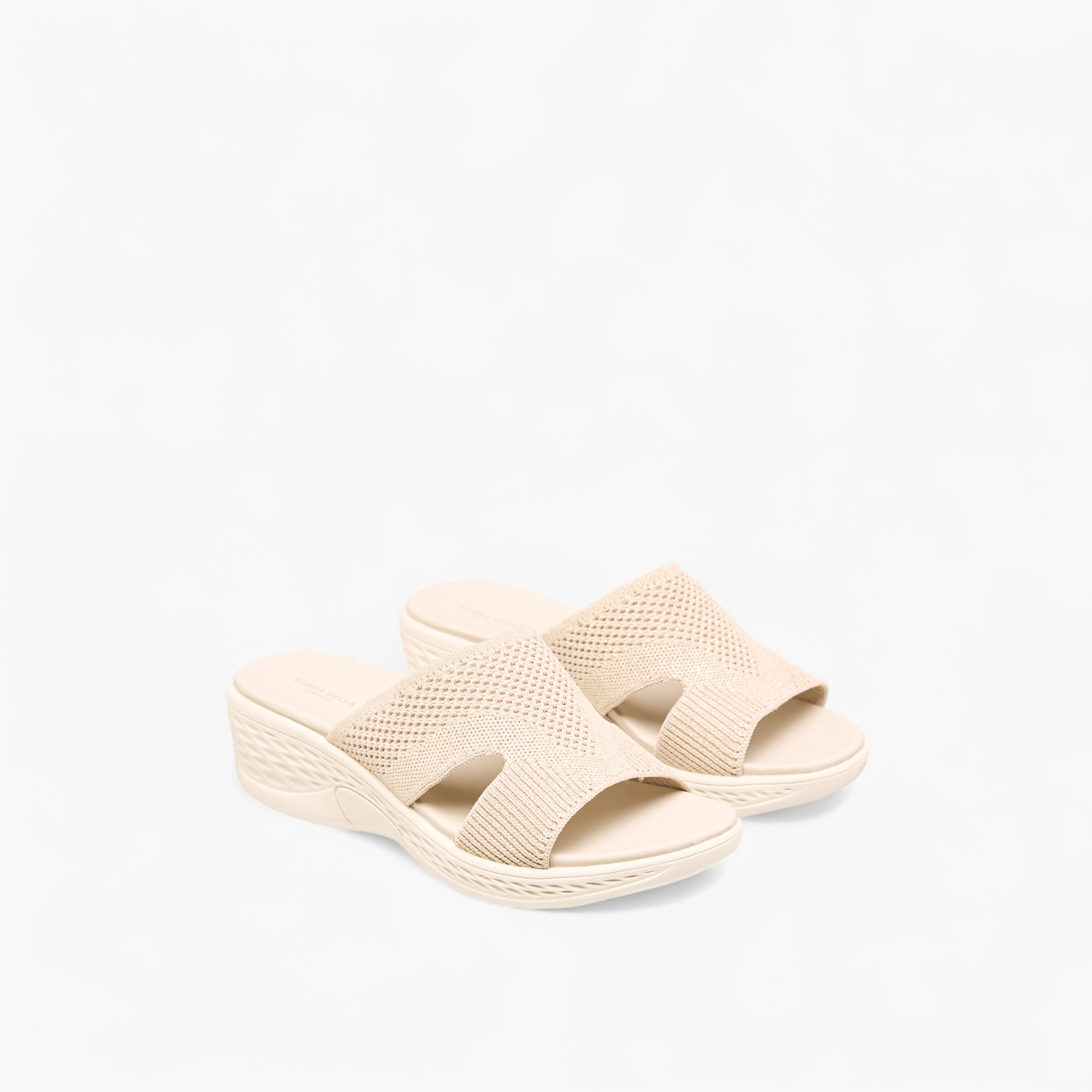 Flora Bella Textured Slip-On Sandals with Wedge Heels-women-shoes-sandals-heeled-image-1