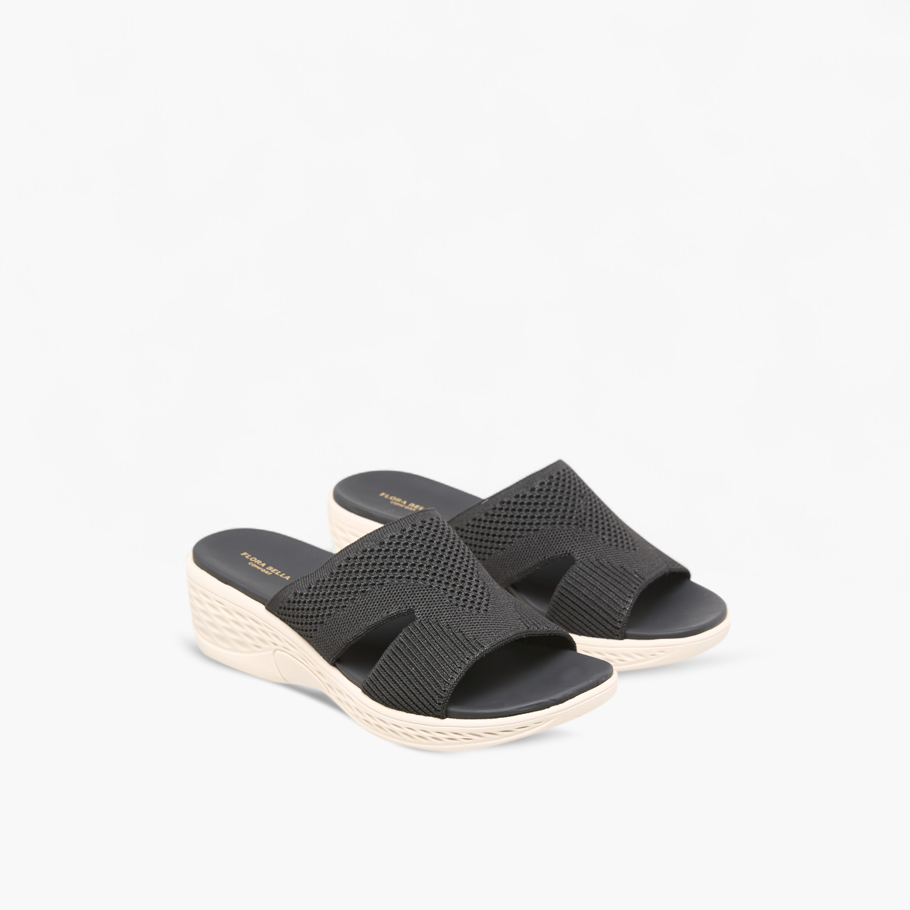 Flora Bella Textured Slip-On Sandals with Wedge Heels-women-shoes-sandals-heeled-image-1