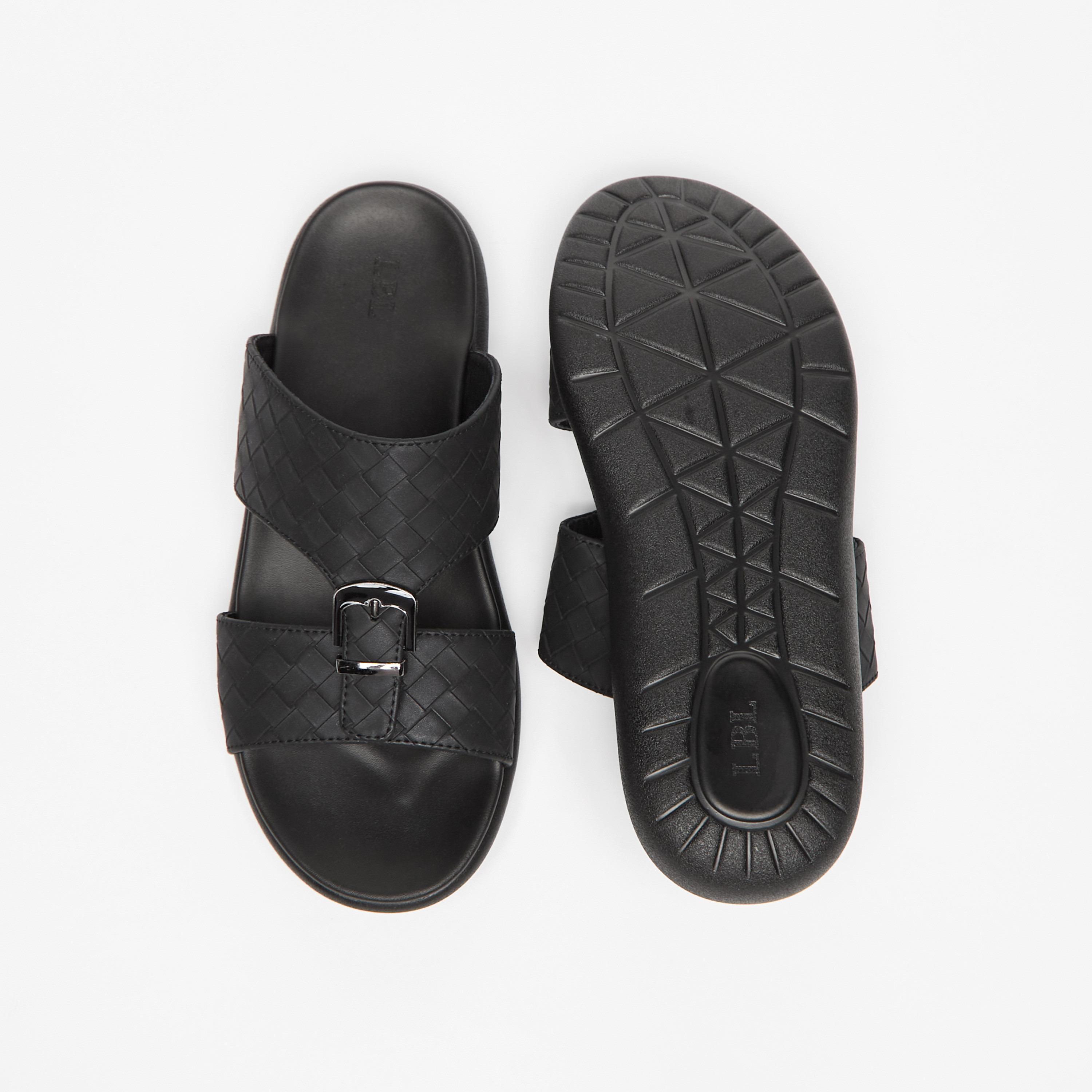 LBL by Shoexpress Weave Detail Slip-On Comfort Sandals with Buckle-cpmen-footwear-sandals-image-4