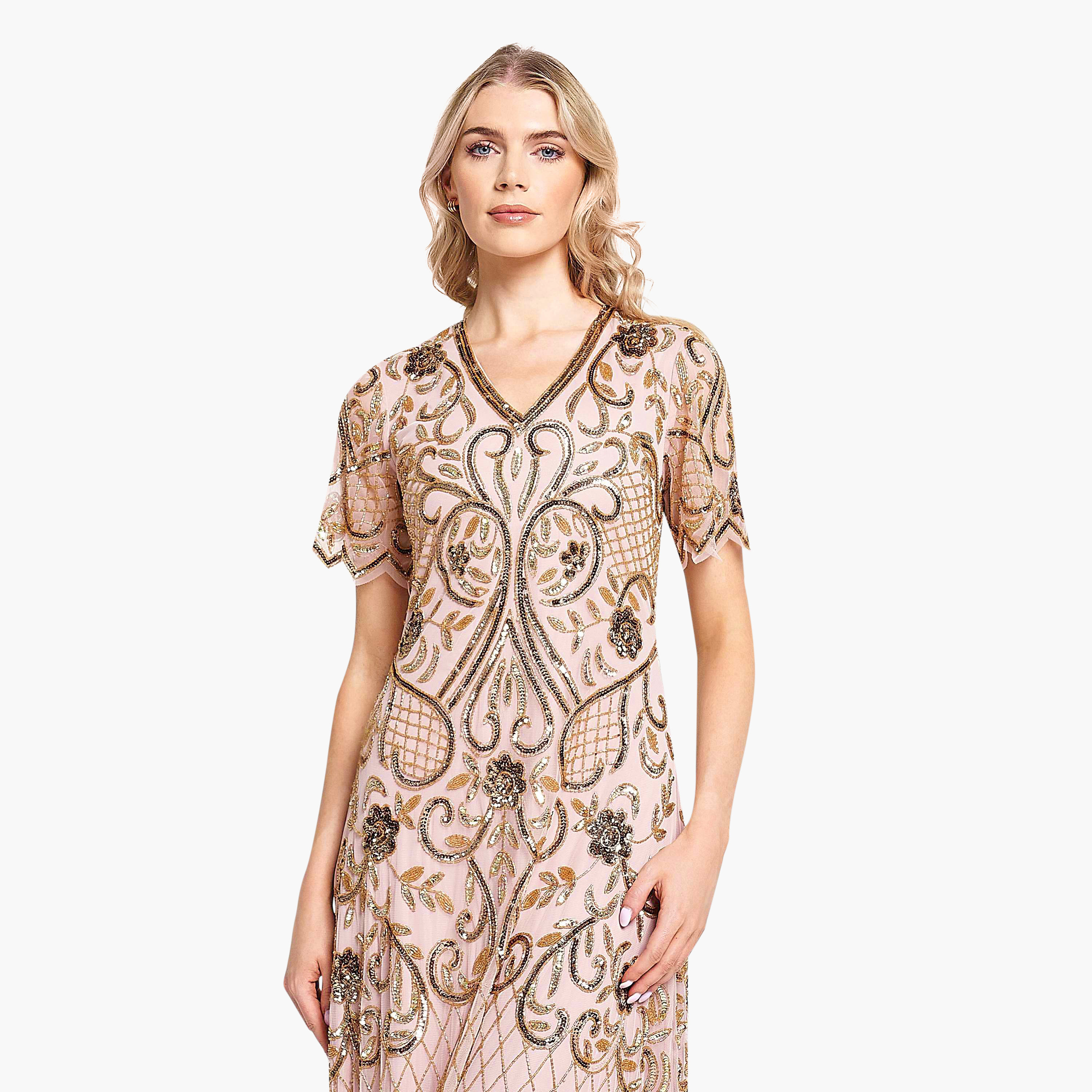 Frock and Frill Blush Beaded & Sequins Evening Women's Dress-women-clothing-dresses-image-3