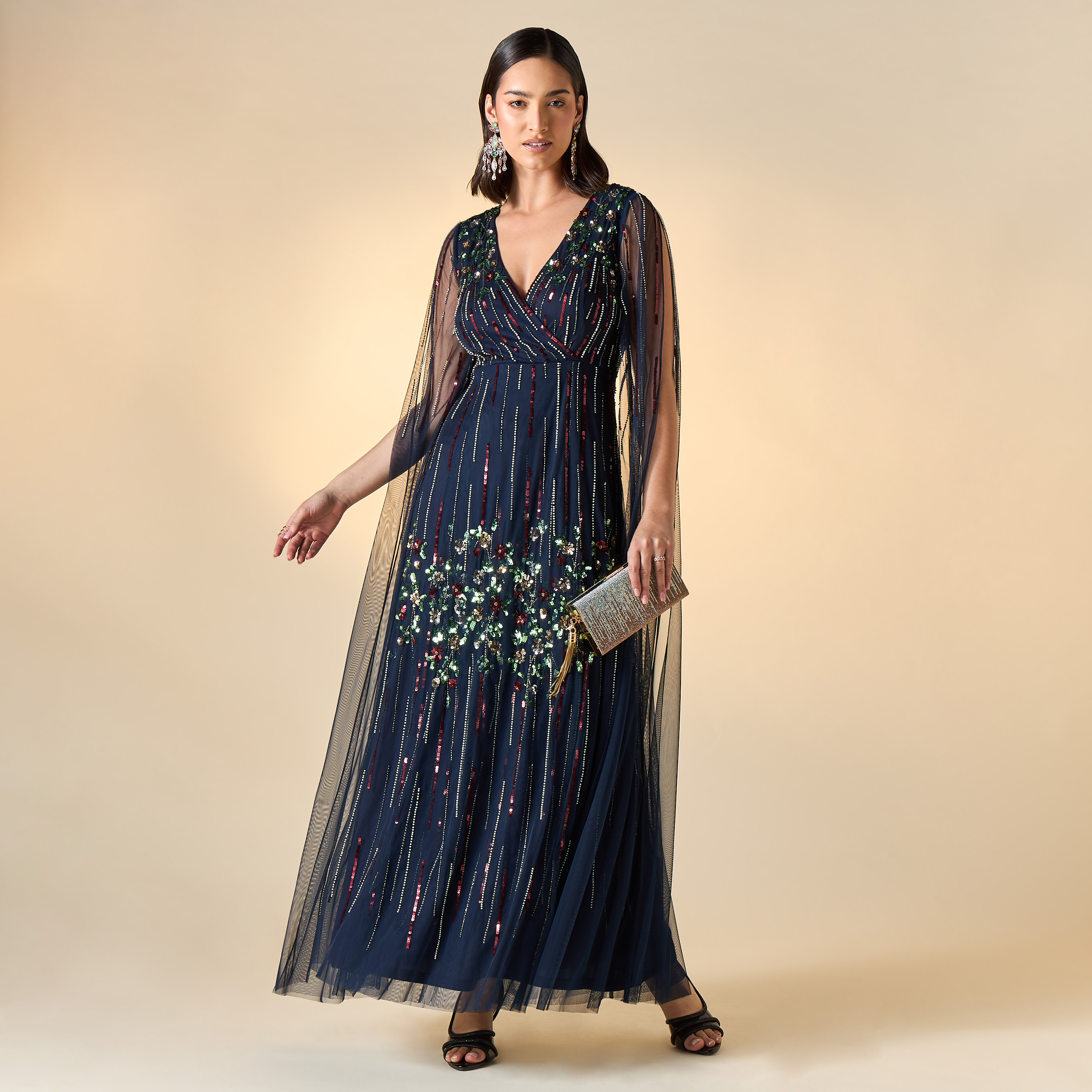 Frock and Frill Embellished Sleeveless Maxi Dress with V-neck-women-clothing-dresses-image-3