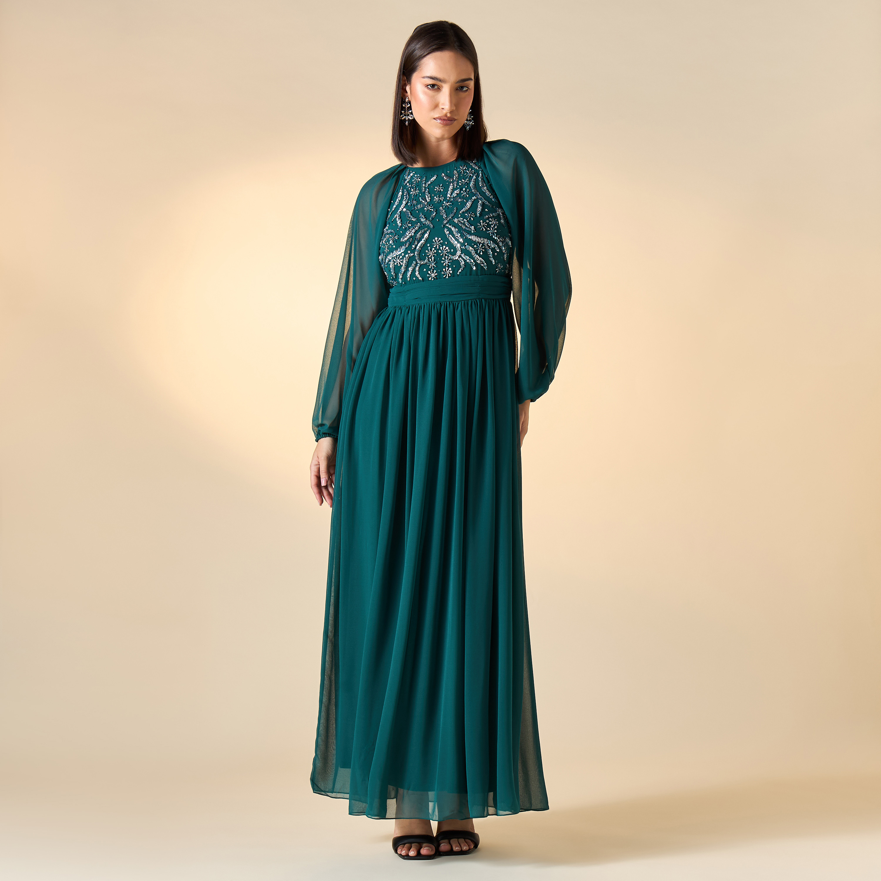 Frock and Frill Embellished Dress with Volume Sleeves-women-clothing-dresses-image-1