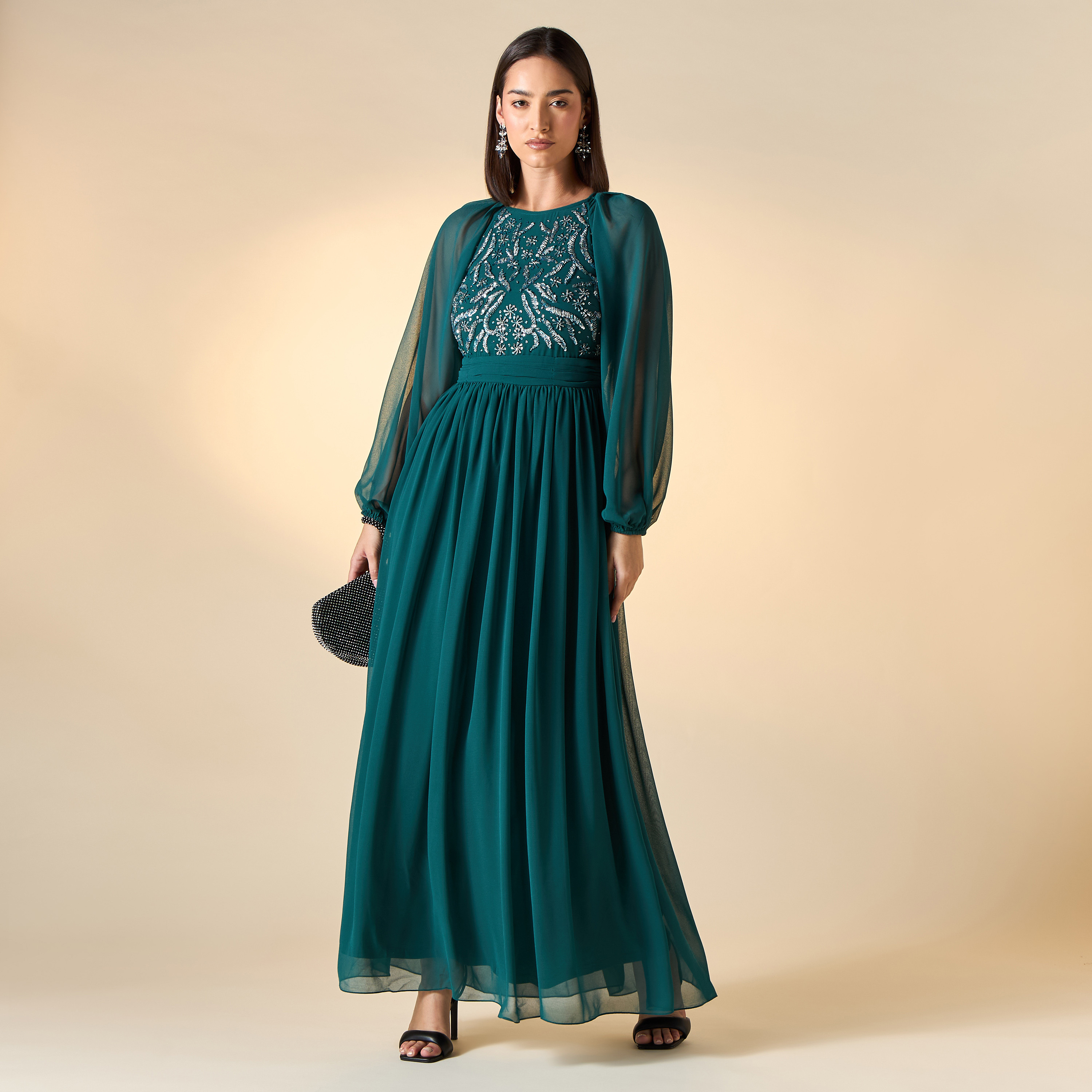 Frock and Frill Embellished Dress with Volume Sleeves-women-clothing-dresses-image-3