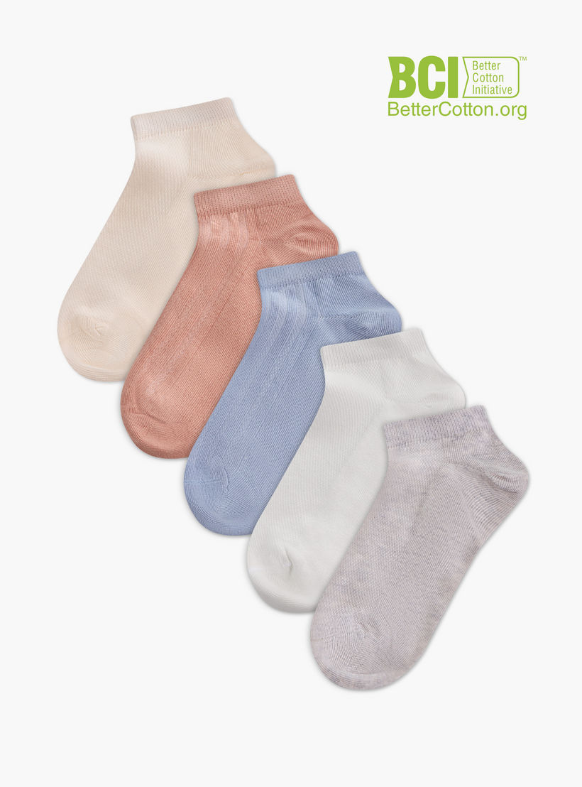 طقم جوارب غير وبرية 5 أزواج سادة بطول الكاحل من سيليست-women-socksandstockings-image-1