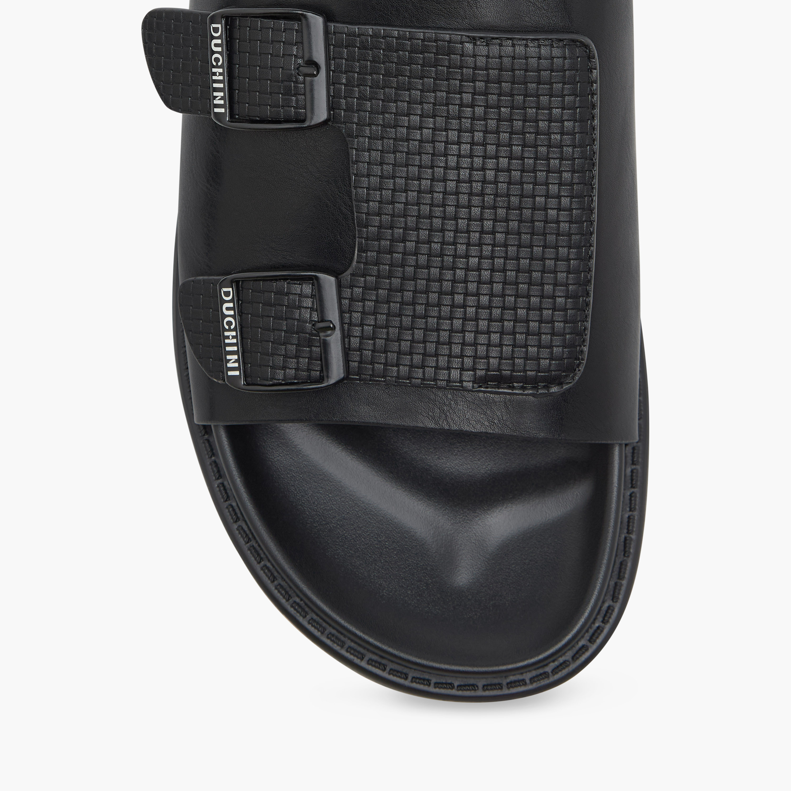 Duchini Men's Textured Slip-On Comfort Sandals with Buckle Detail-men-shoes-sandals-image-3