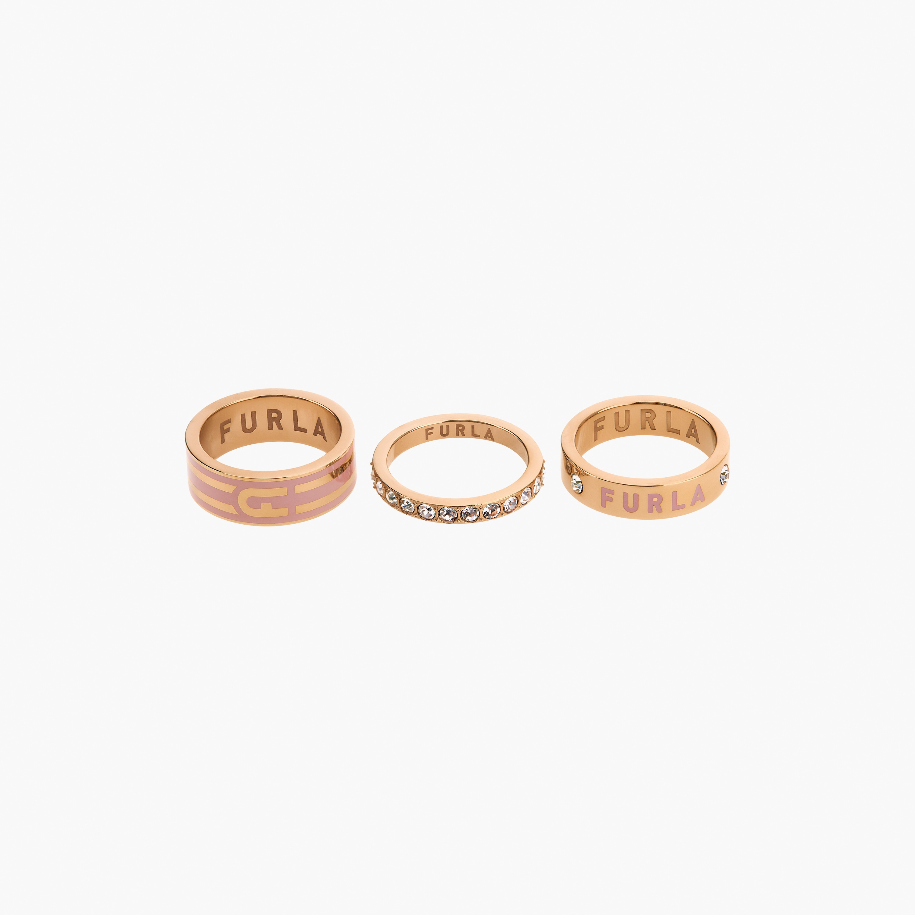 Shop Furla 3-Piece Arch Stripe Women's Rings Stainless Steel